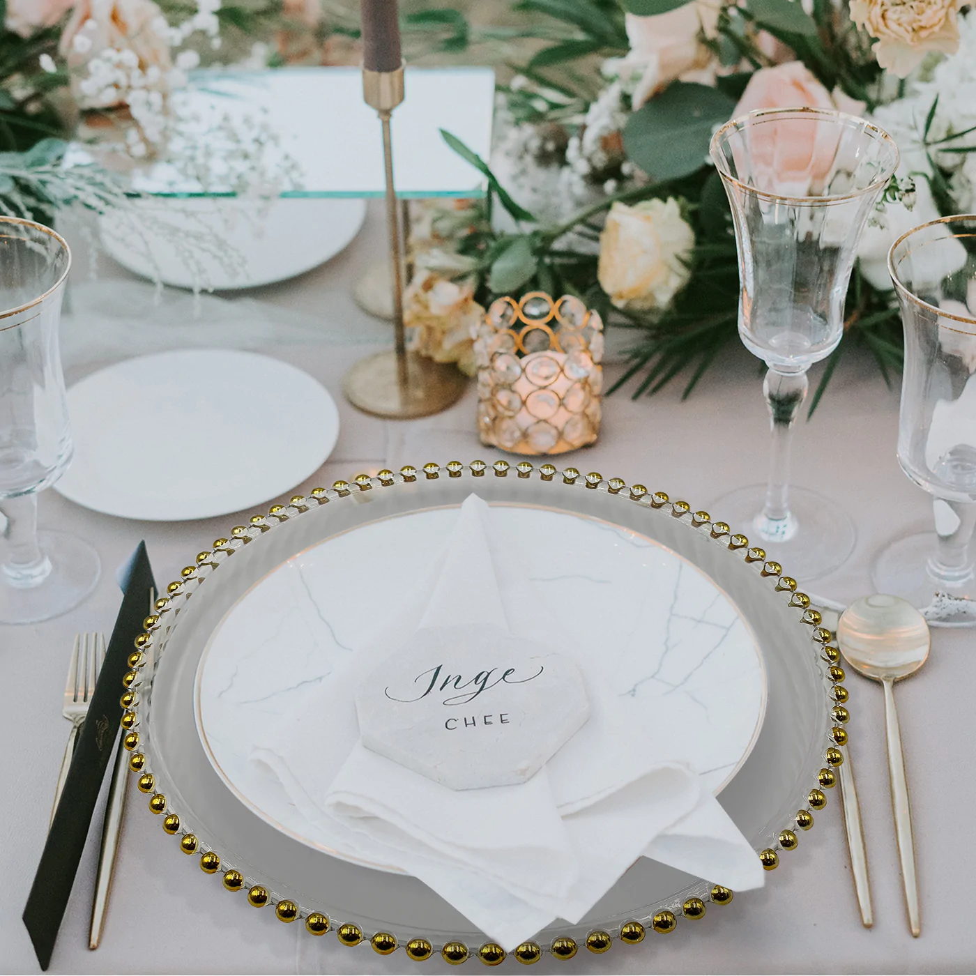 Gold Beaded Charger Place setting