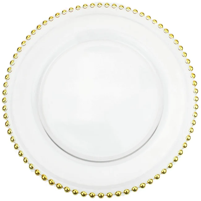 Gold Beaded Glass Charger