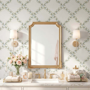 Chinoiserie Wallpaper Isabelle - trellis green with cream background