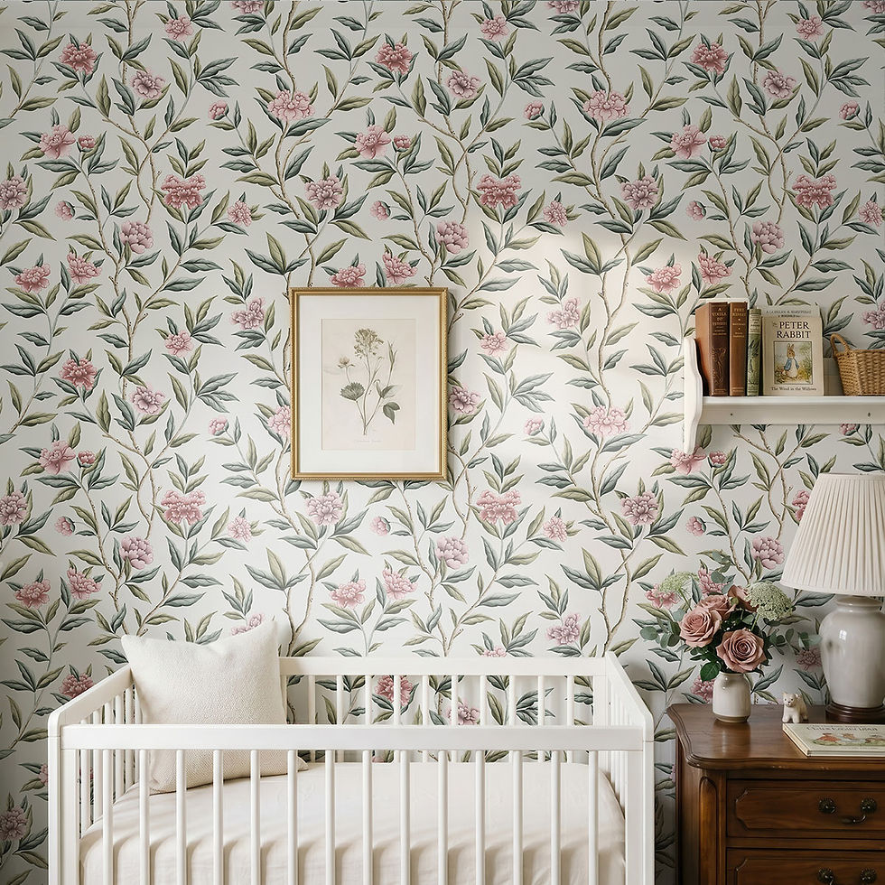 Yvette Peony Whisper Chinoiserie Ivory Mauve Wallpaper