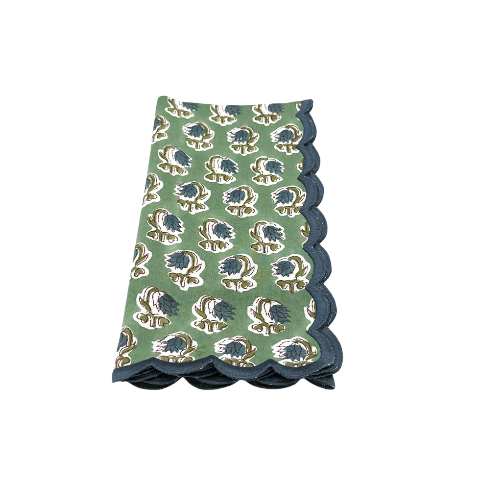 Thumbnail: Green Blue Scalloped Napkin
