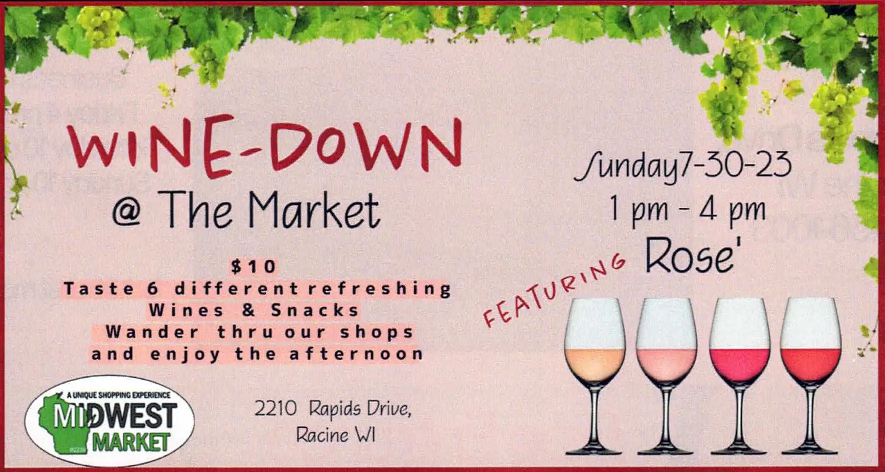 Wine-Down @ The Market - July 30th - Special Selection of Rose'