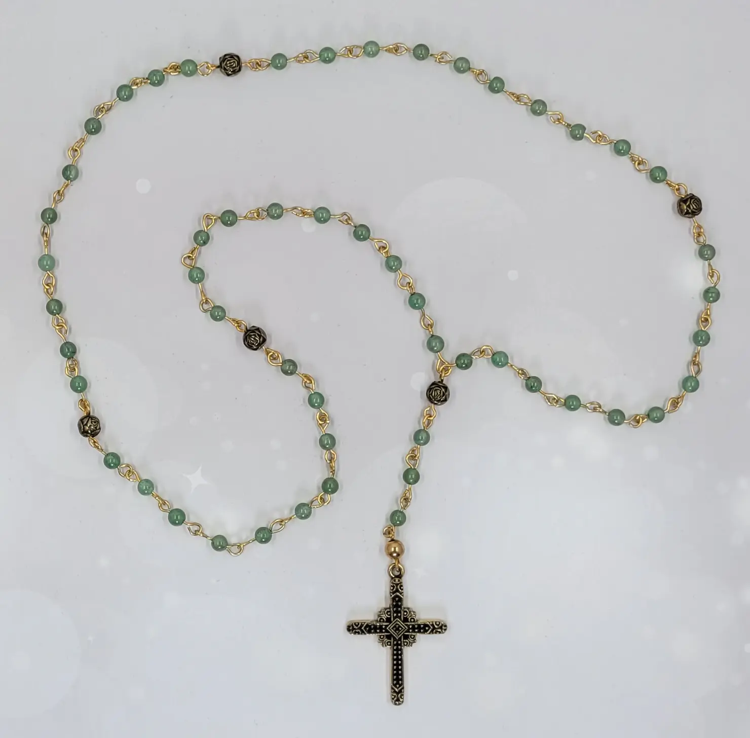 Rosary Green Aventurine 4mm round gold plated