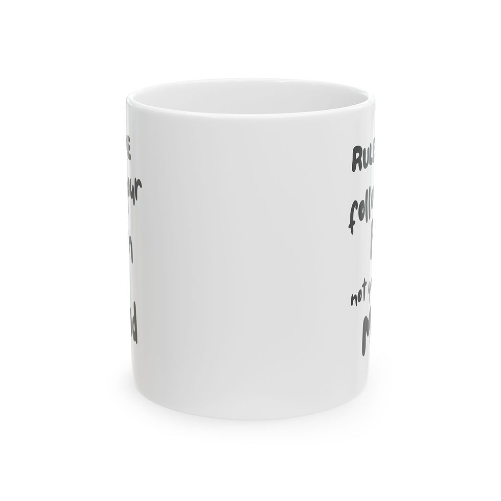 Front view of Rule One coffee cup