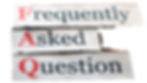 Torn paper strips with text: Frequently Asked Question. First letters "F," "A," and "Q" are red. Stack arrangement, isolated background.