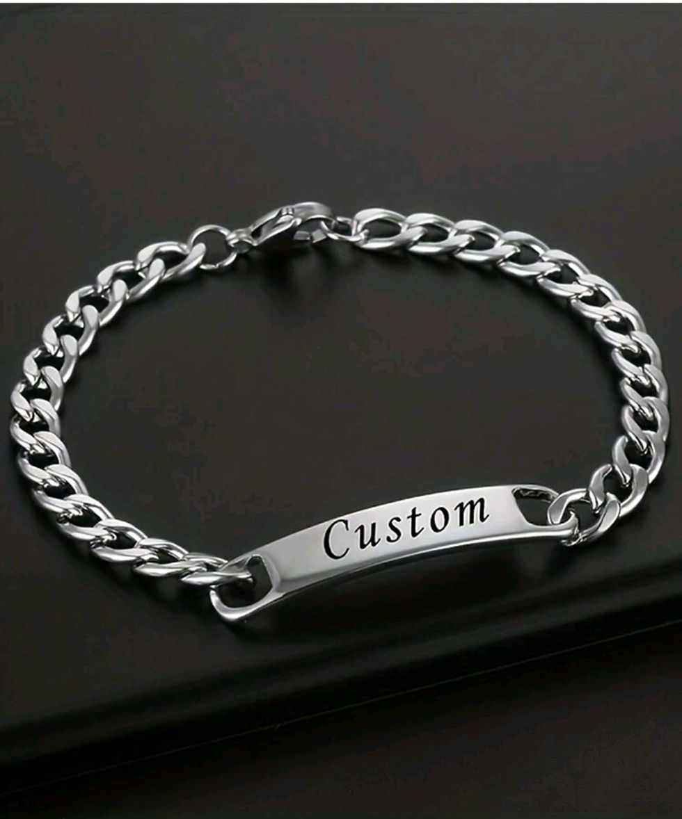 縮圖：Custom Engraved Name Couple Bracelet
