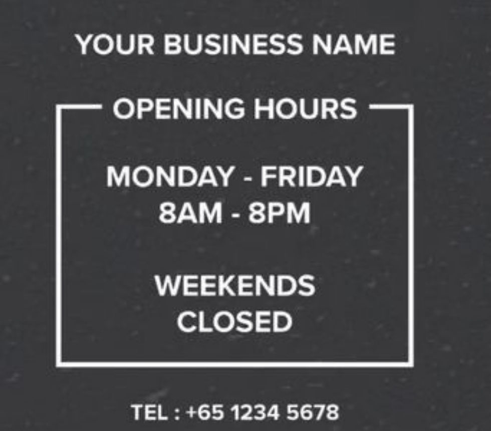Thumbnail: Opening Hours Decal for Cafes, Clinics, Offices, Glass Door Sticker