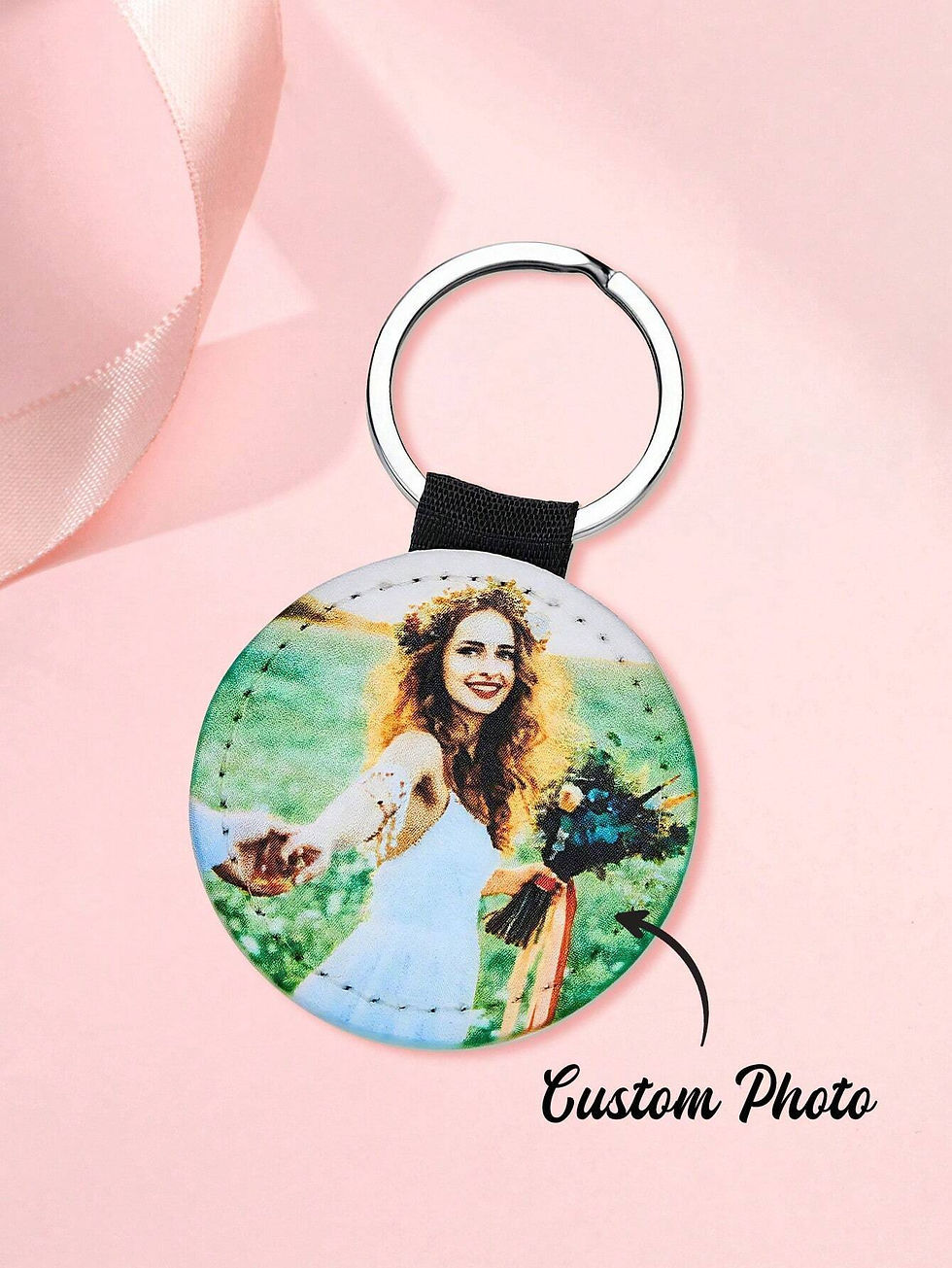 縮圖：1pc Custom Engraved Photo Keychain, Personalised Photo Keychain