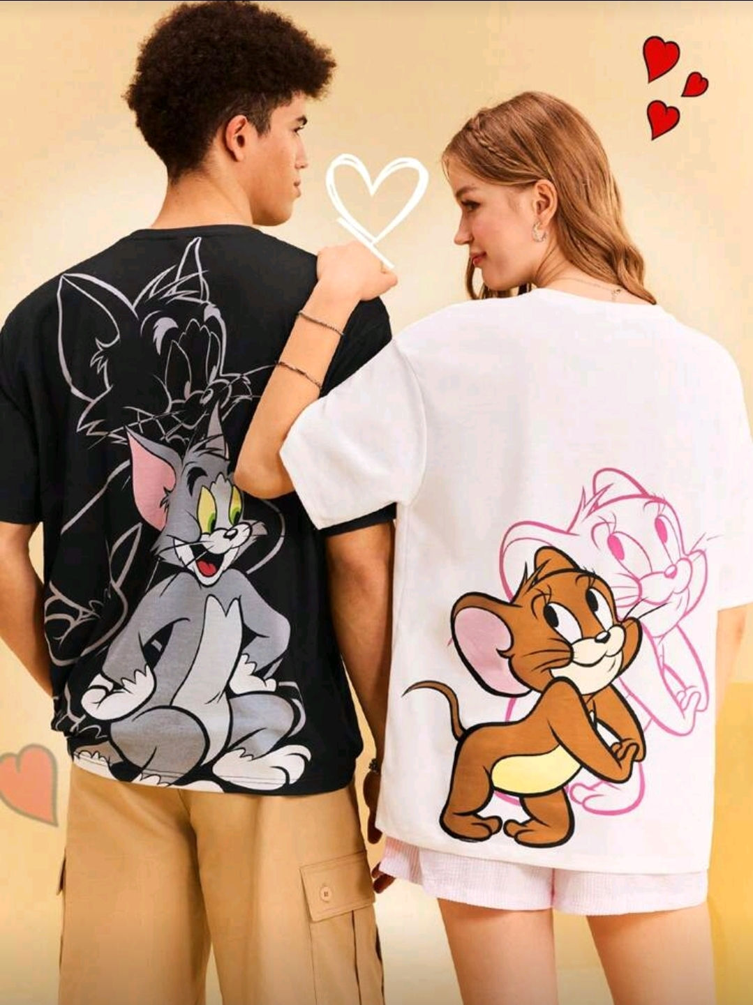 TOM & JERRY Round Neck Drop Shoulder Super Loose T-Shirt