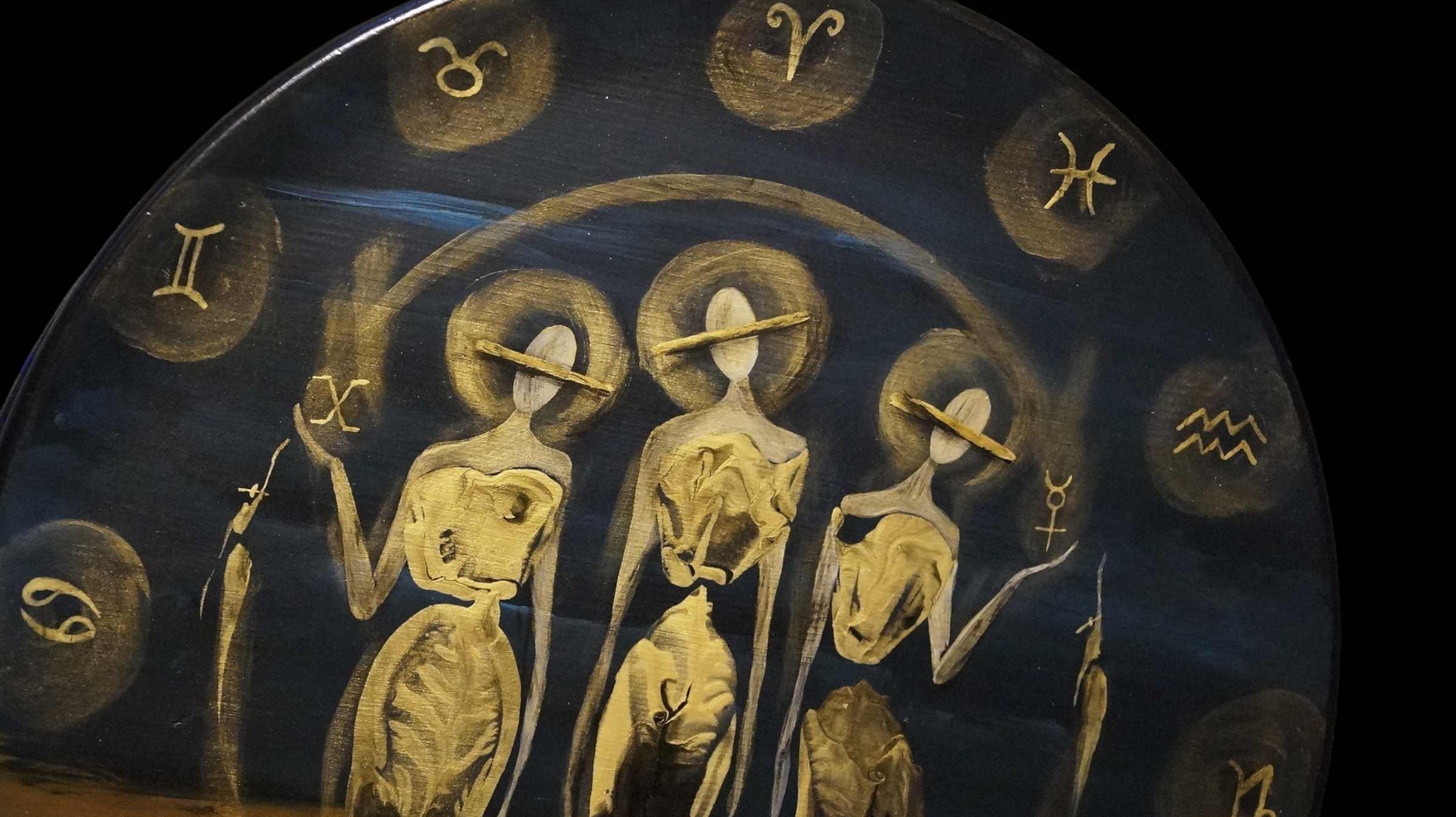 "Zodiac Rising (The Cool People)" Painting on Wood (16.5x16.5")