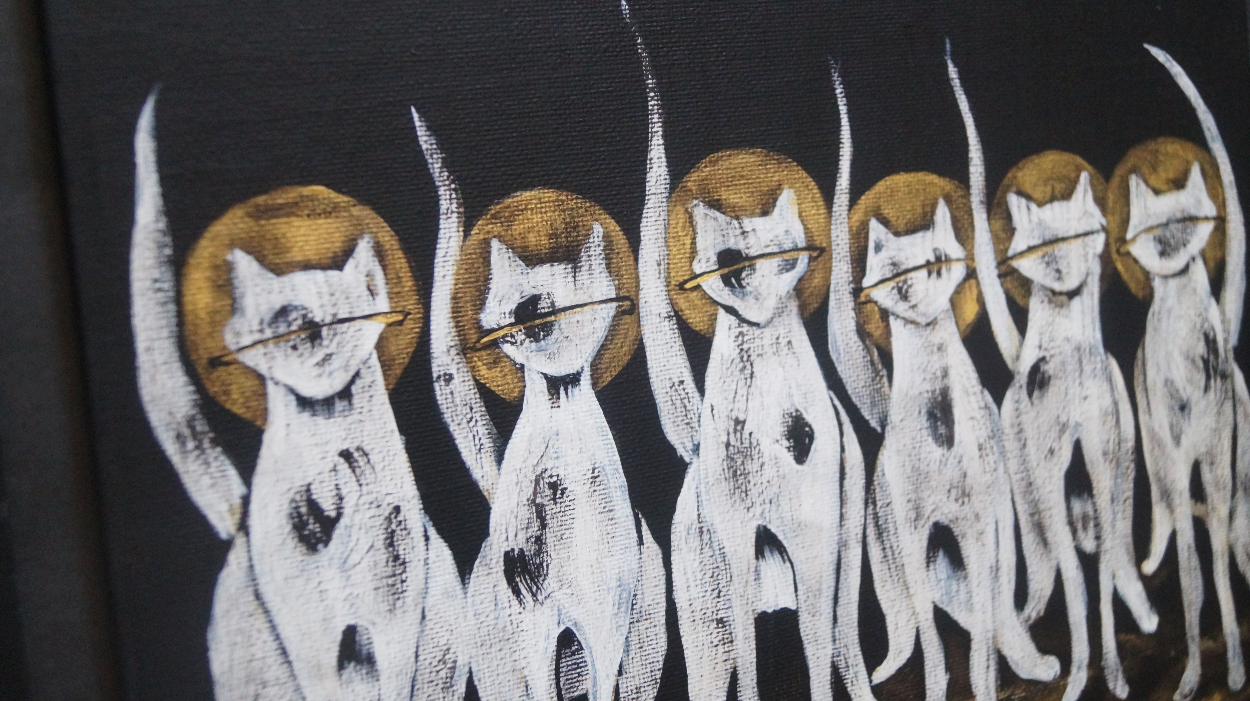 Six Cool Cats - Painting on Canvas Panel (8x10")