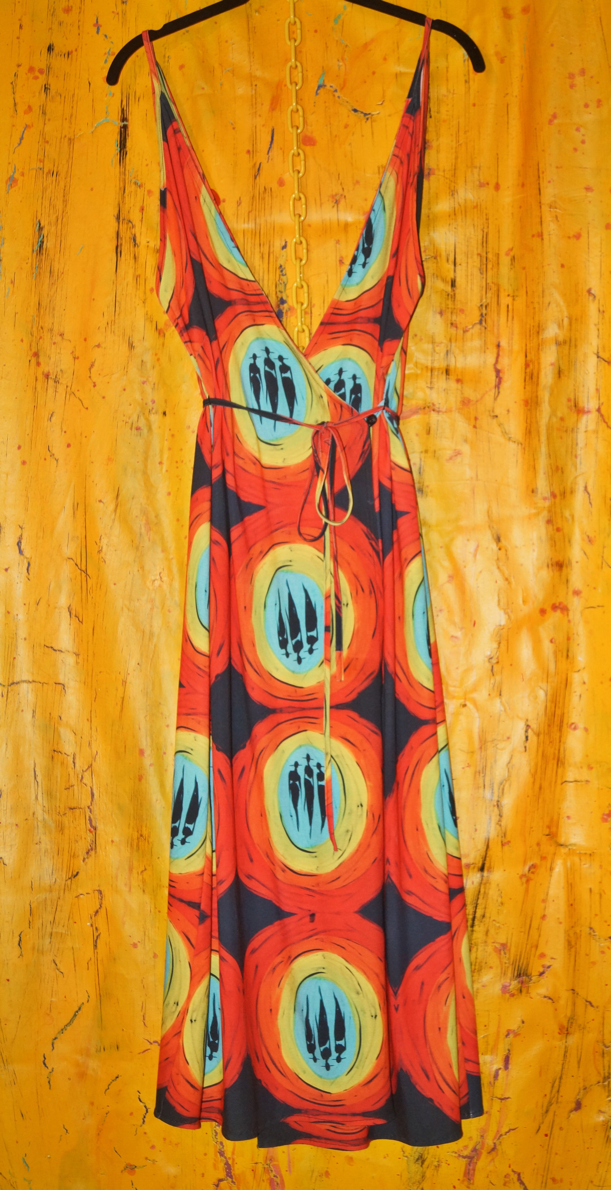 S/M - Technicolor Synchronicity Wrap Dress