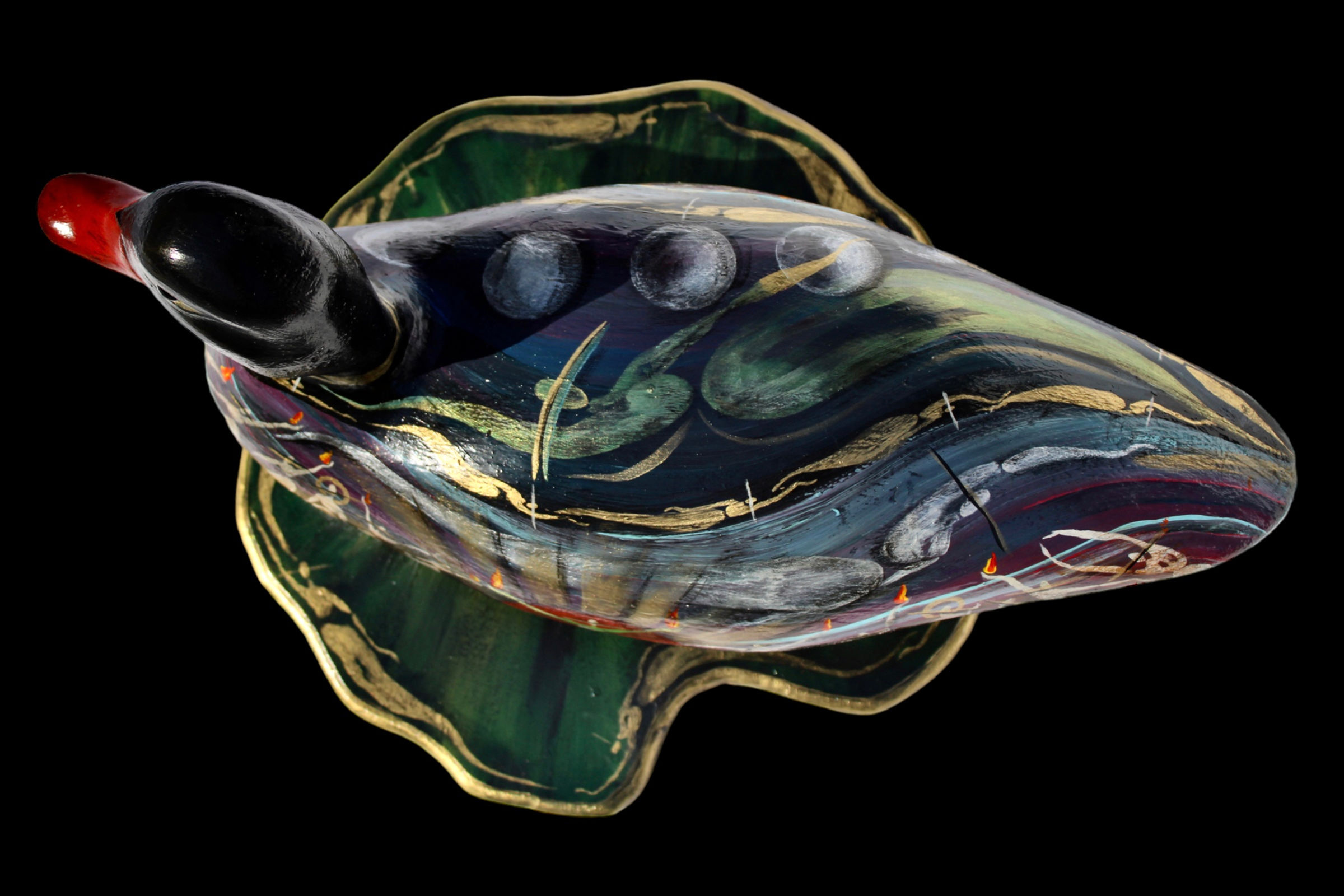 "Mallard of Music (Age of The Cool People)" - Painted Wooden Sculpture