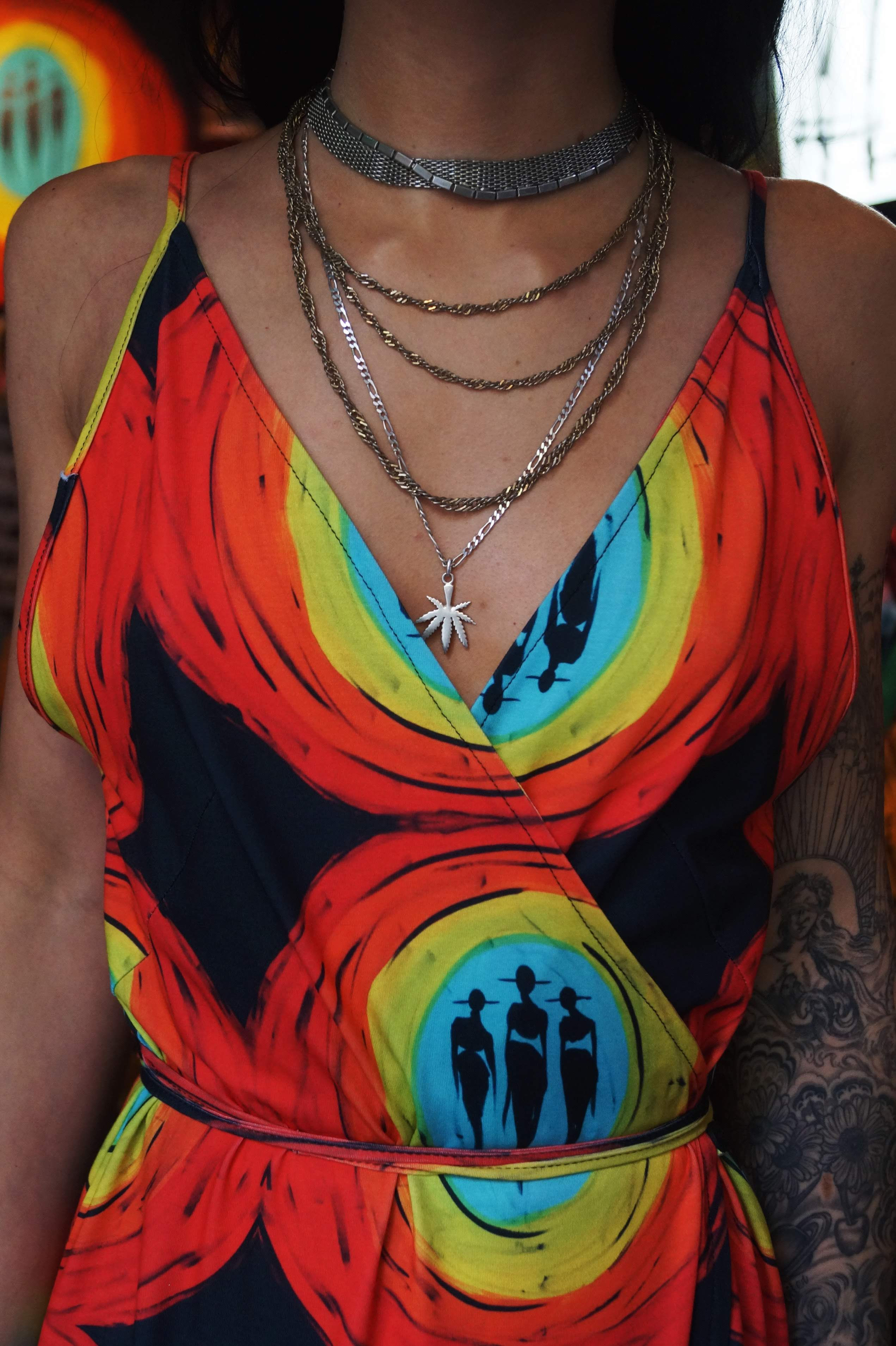 S/M - Technicolor Synchronicity Wrap Dress