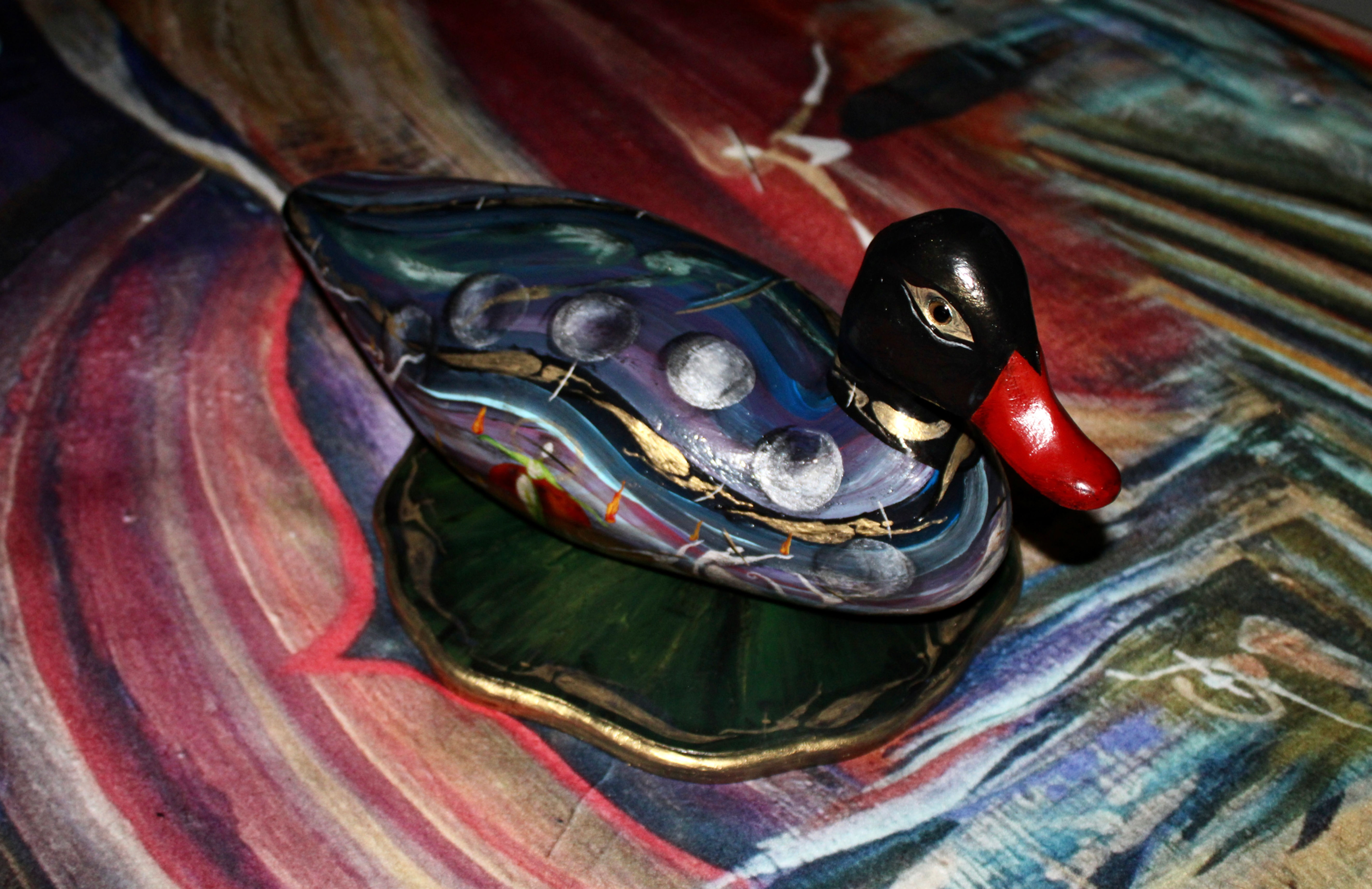 "Mallard of Music (Age of The Cool People)" - Painted Wooden Sculpture