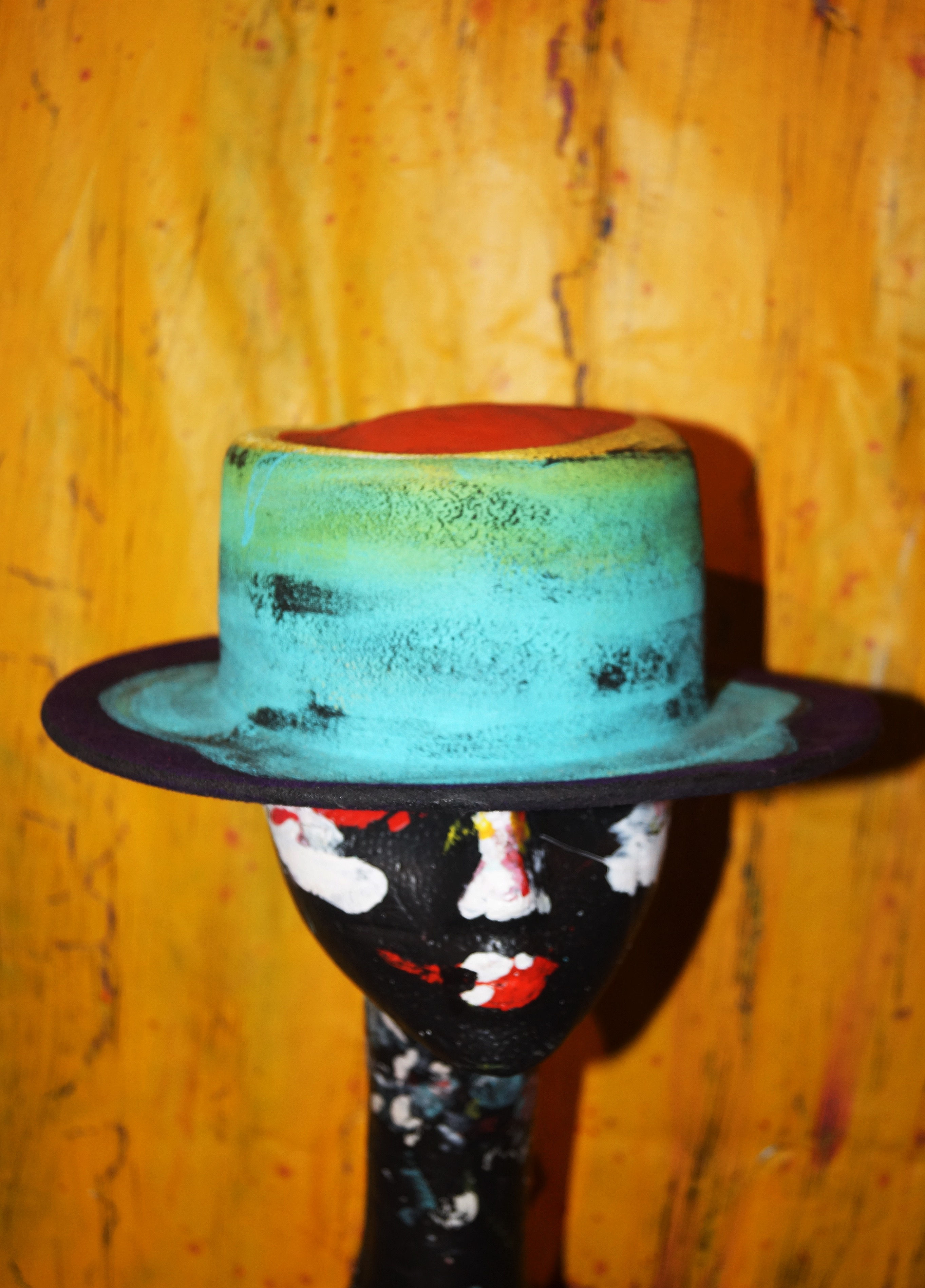 Technicolor Splat Painted Vintage Hat