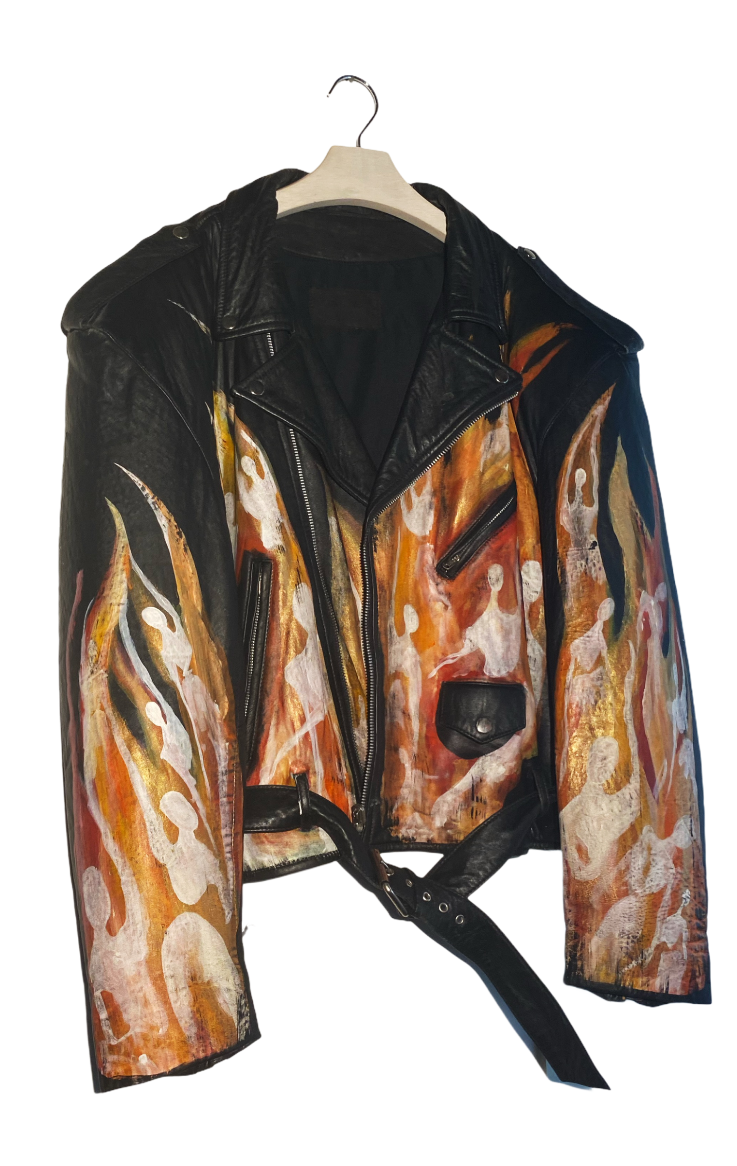 L - Inferno Painted Vintage Leather Jacket