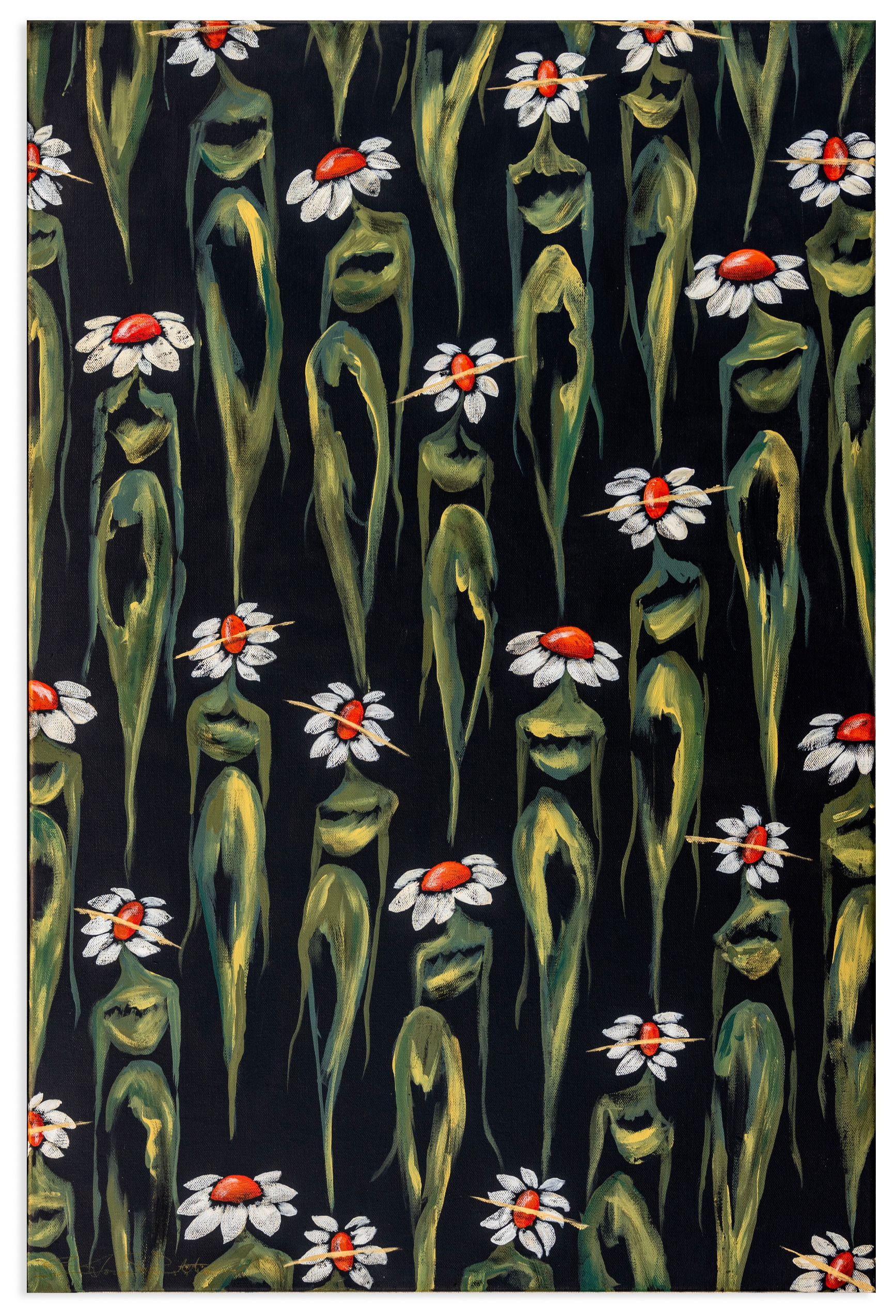 "Frolicking Foliage Wallpaper" Painting on Canvas (24 x 36")