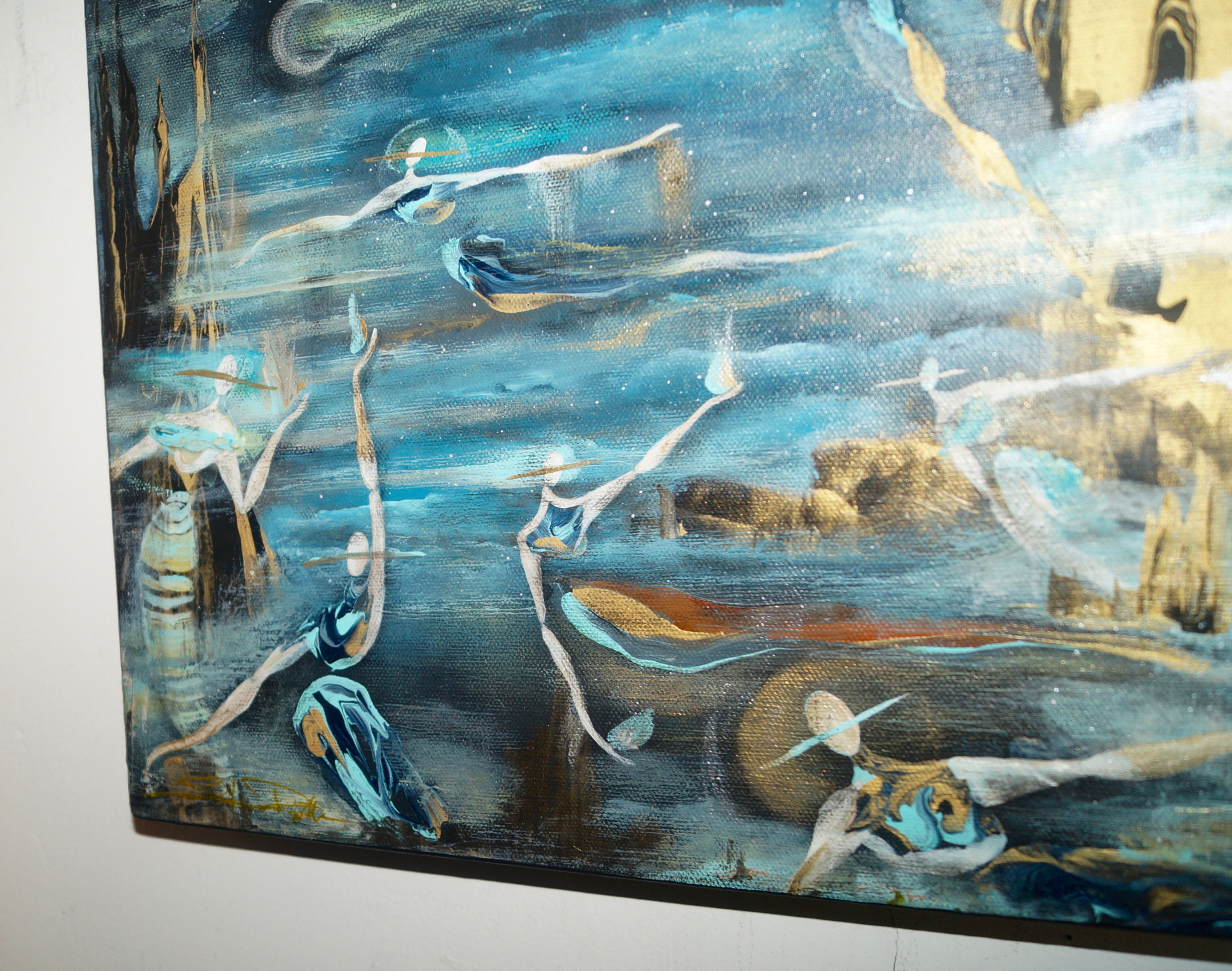 "Company At Nightfall" Framed Painting on Canvas (11x14")