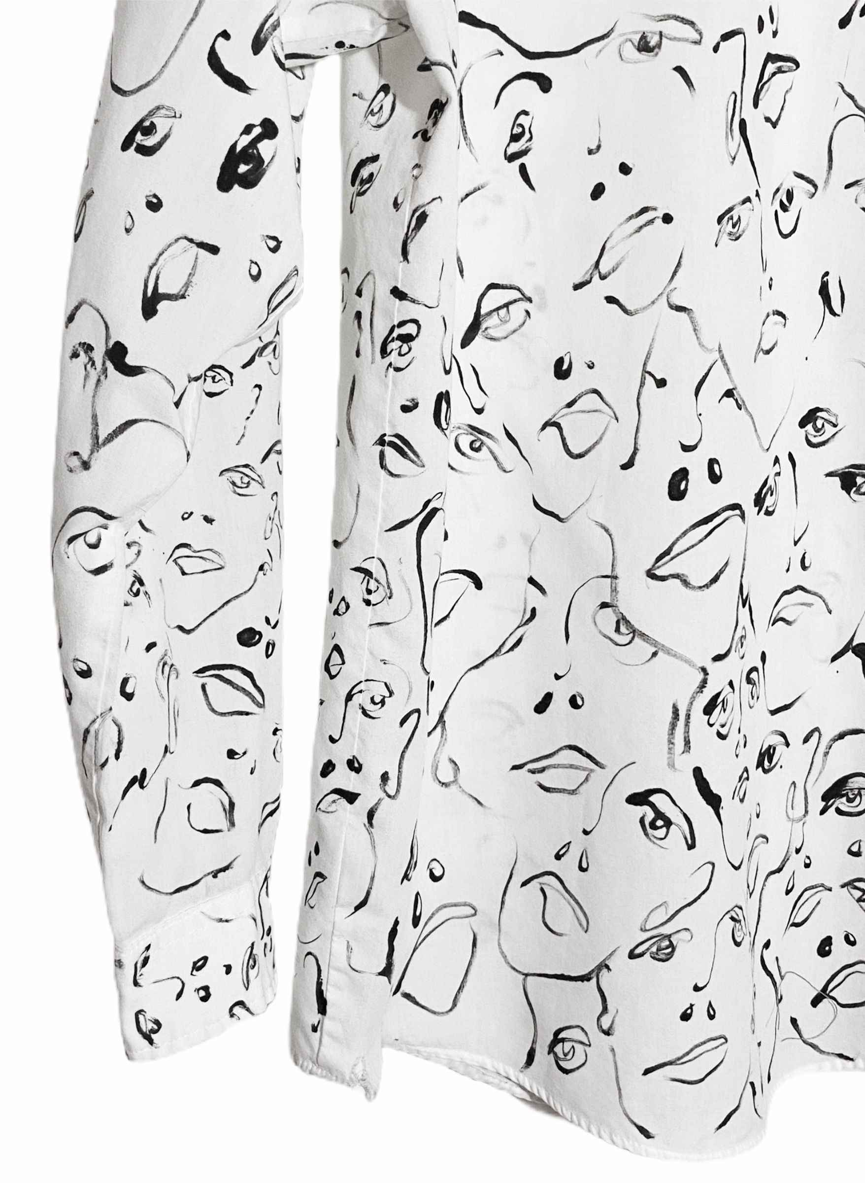The Cool Faces Painted Button-Up Blouse