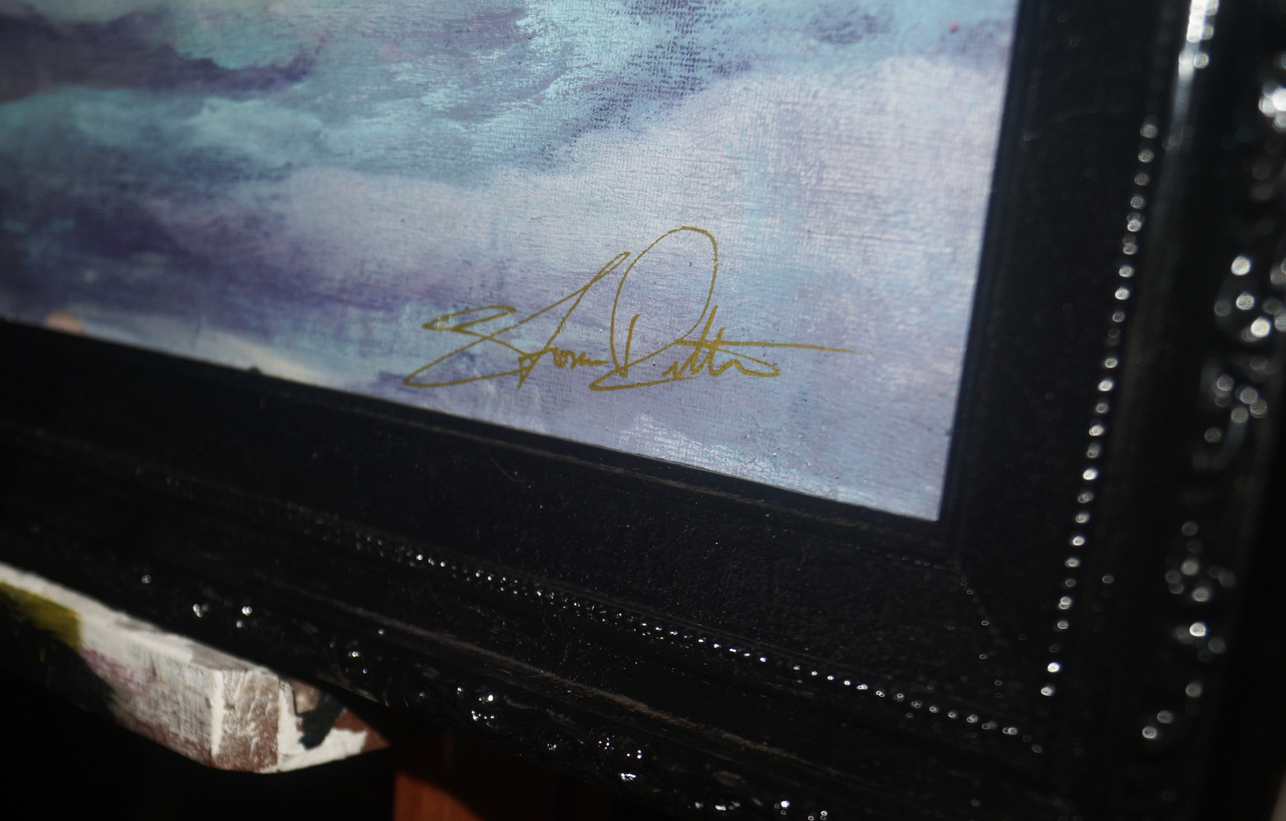 "Dream In Royal Purple" Framed Canvas Painting (6.75 x 24")