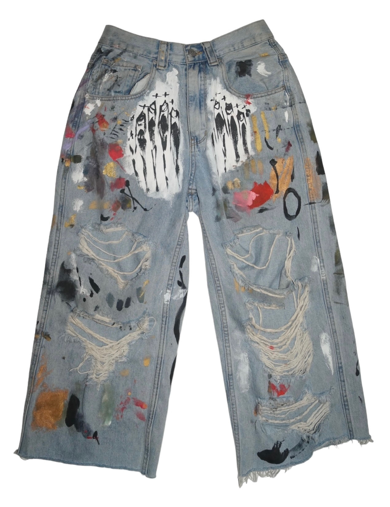 Custom: Artist Paint Outfit x The Cool People - Denim Cropped Pants