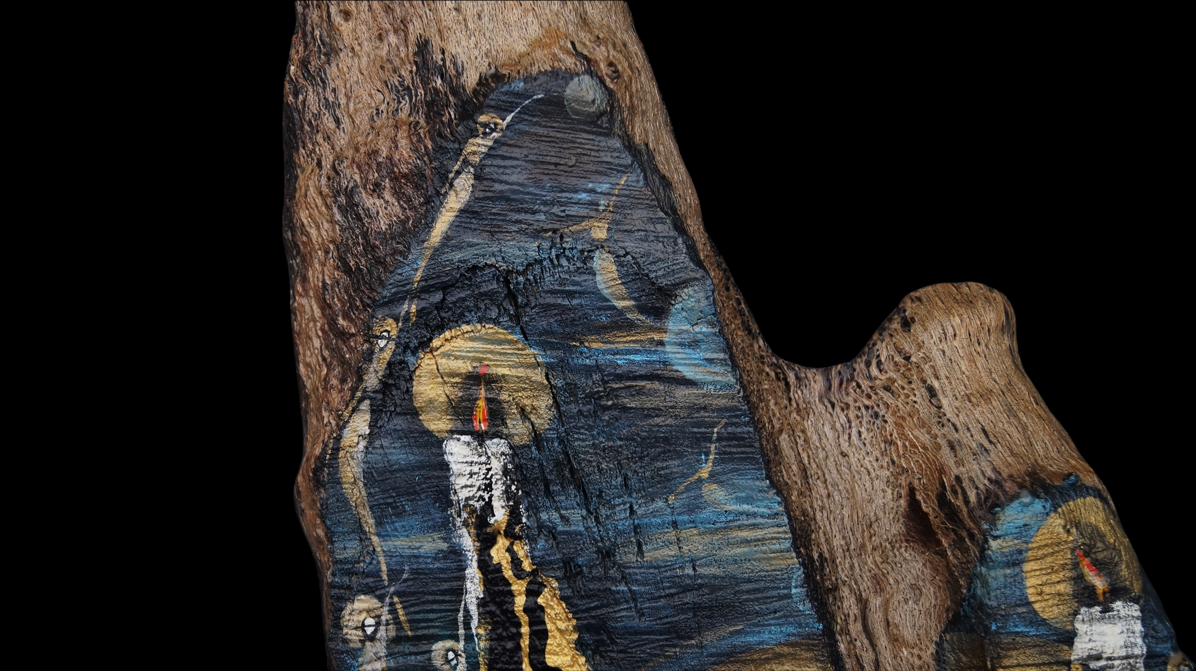 "Driftwood Relic (The Cool People)" Painting on Wood (13.5 x 18")