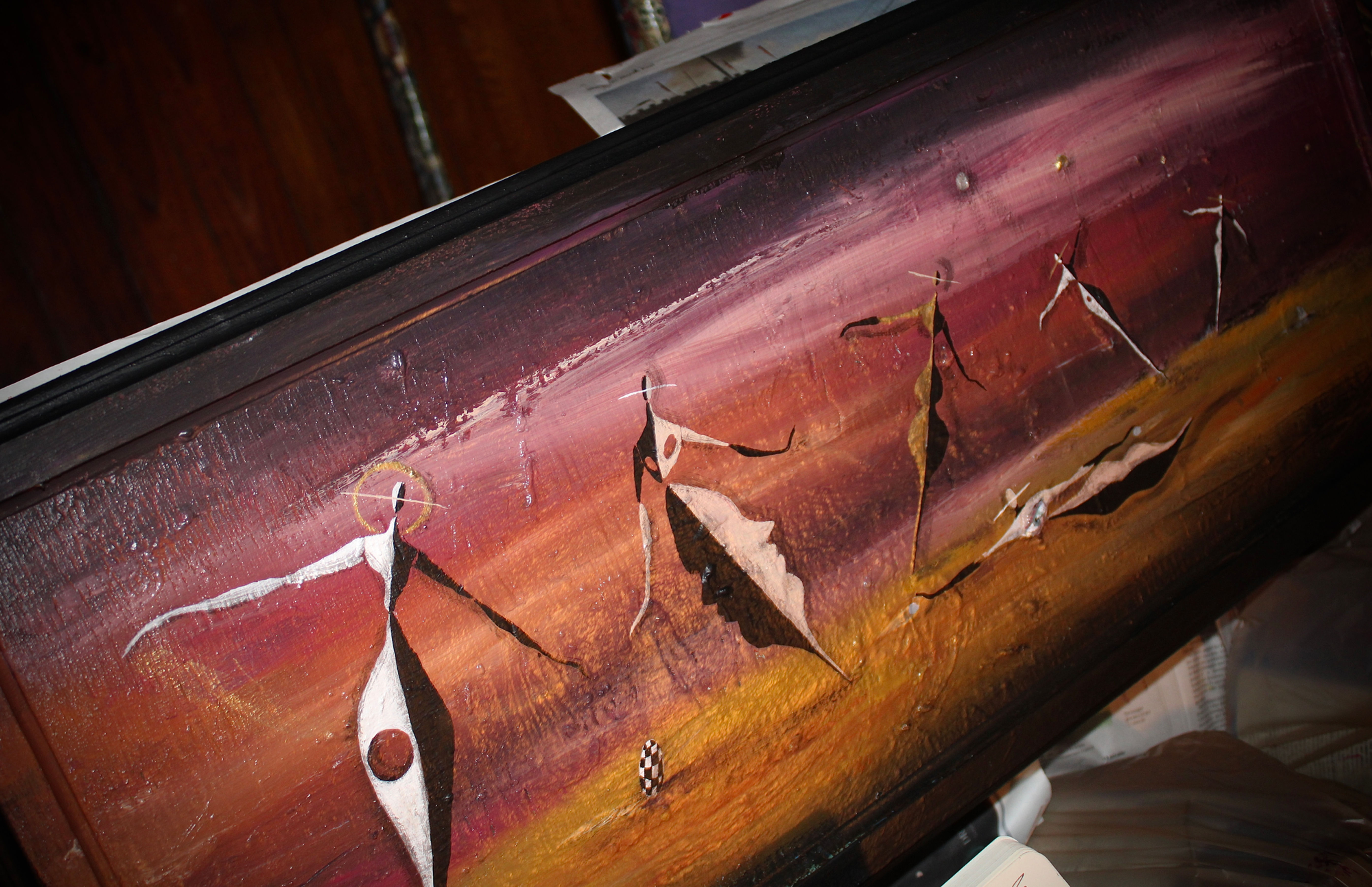 "Remains of Persistence" - Painting on Wood, Framed (30.5 x 13")