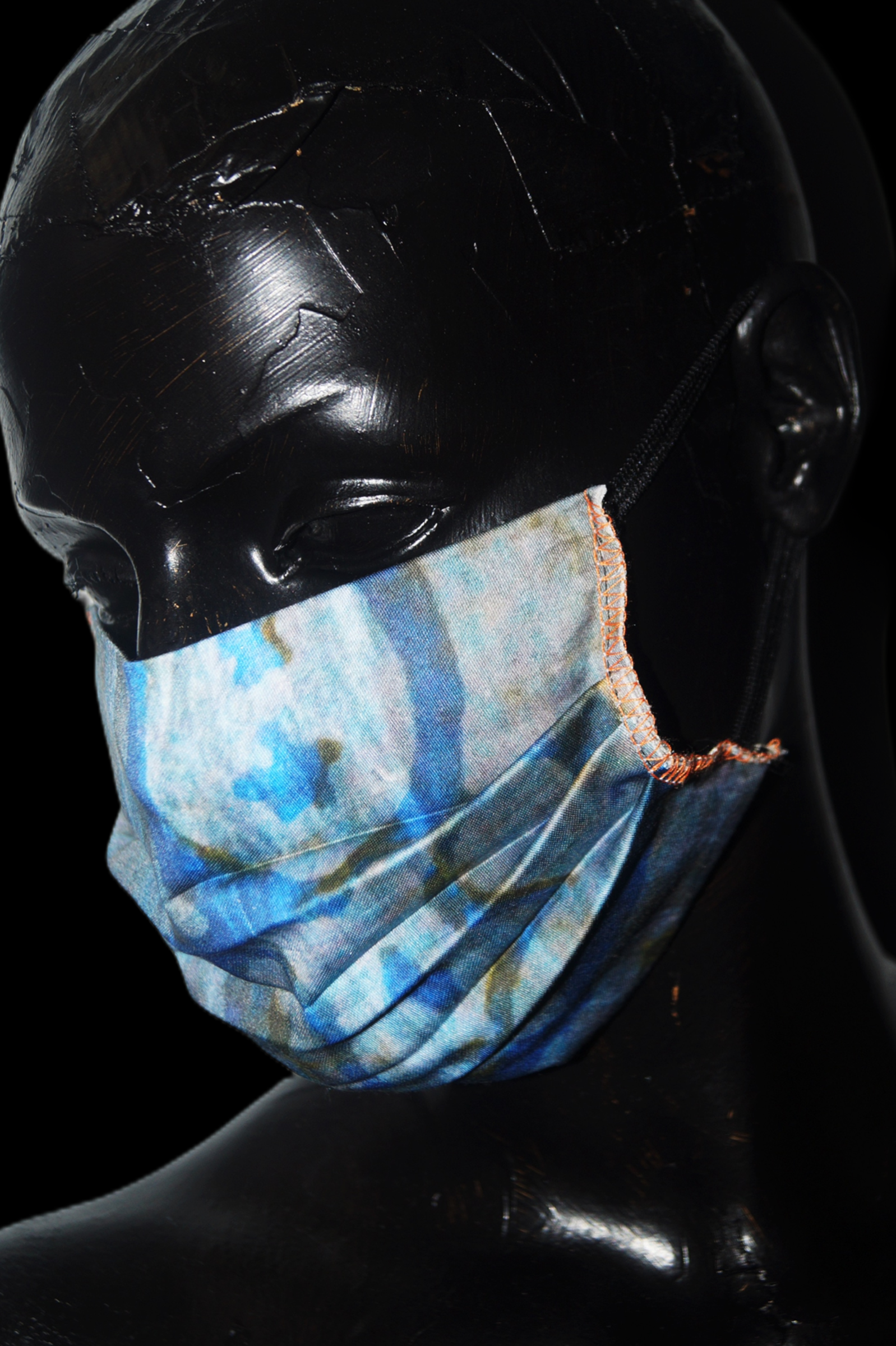 Reversible Woven Mask - Blue Vintage Inspired