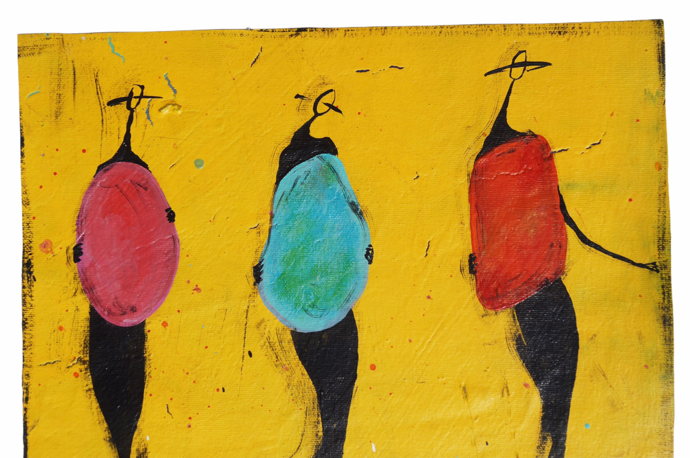 "Three Happy Pills - The Cool People" - Acrylic on loose canvas (10.5x11.5)