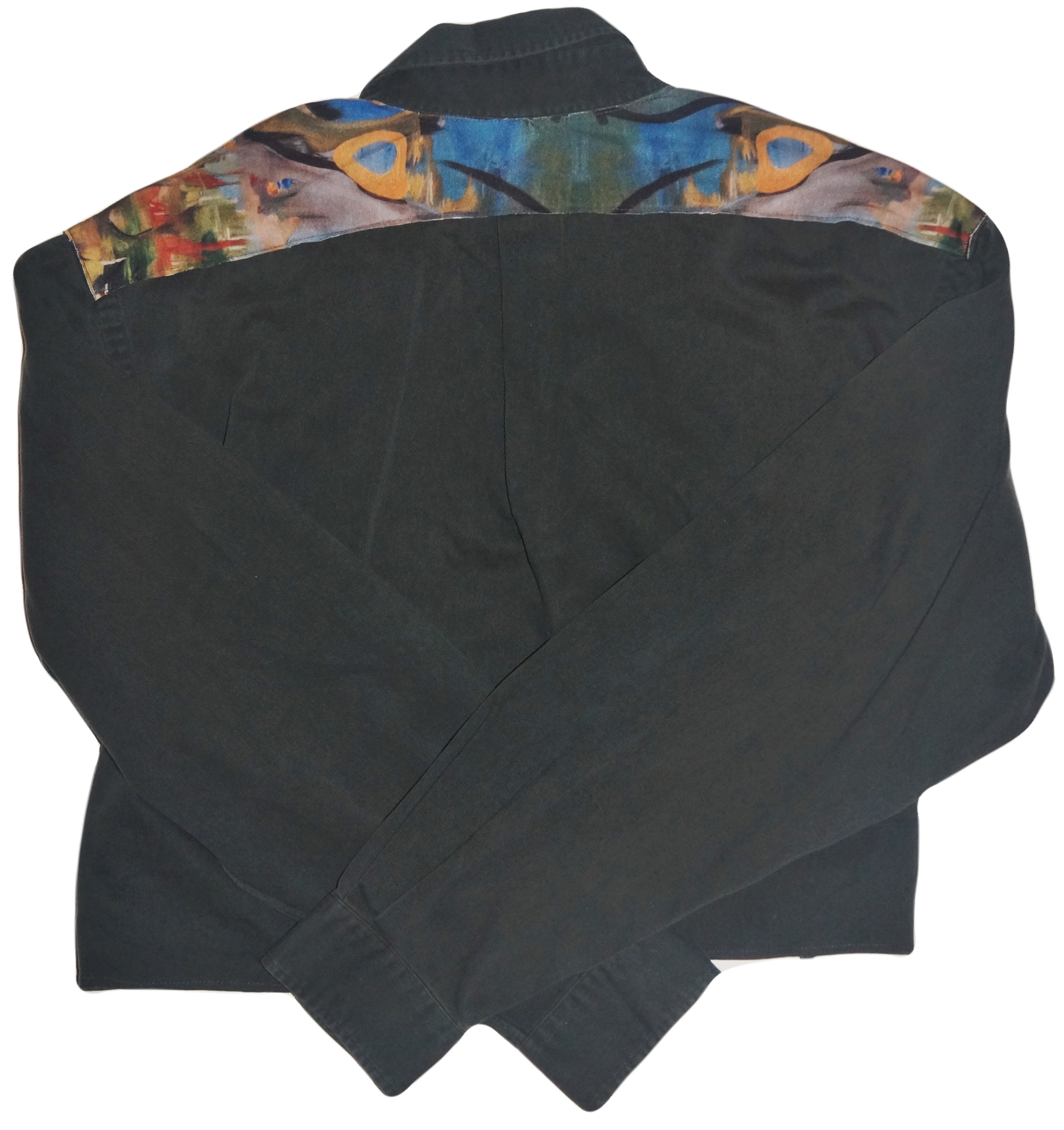 Surrealist Garden Patched Cropped Button-Up/Jacket