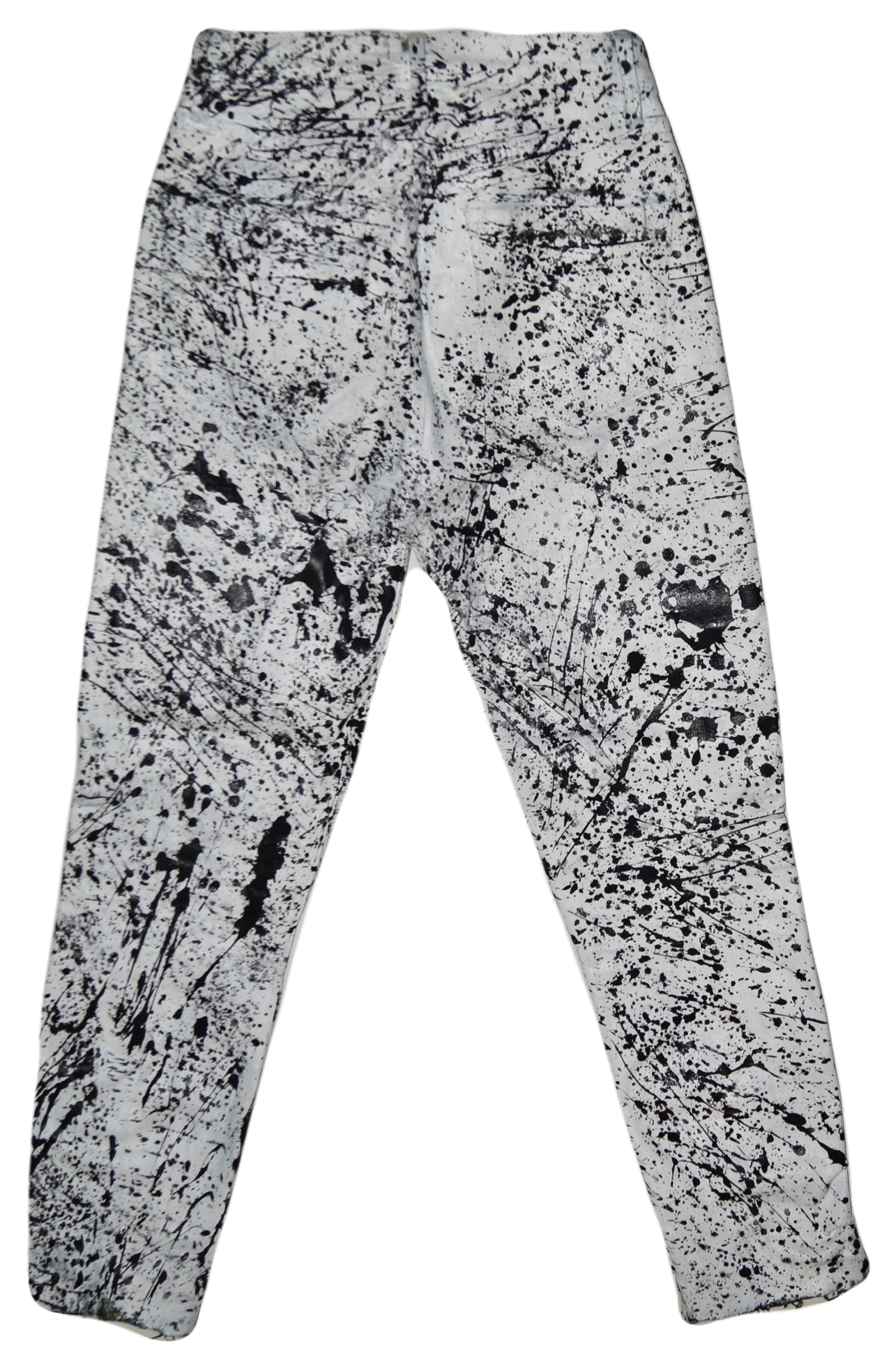 White/Black Splatter Painted Jeans