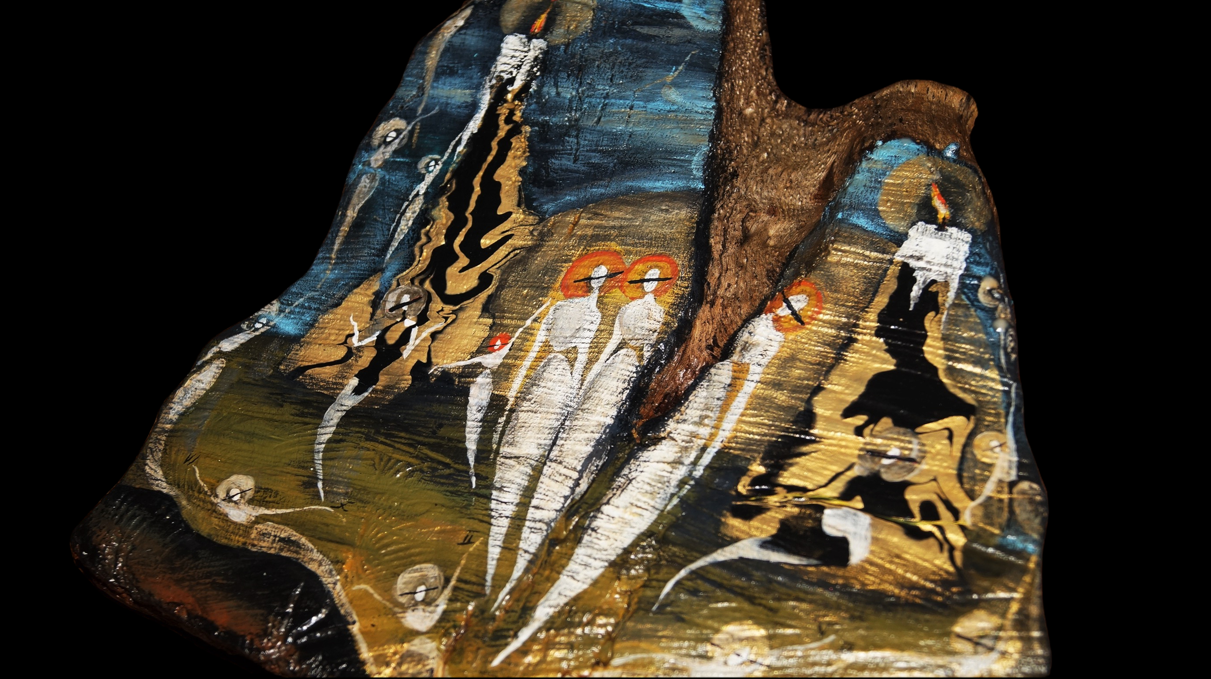 "Driftwood Relic (The Cool People)" Painting on Wood (13.5 x 18")