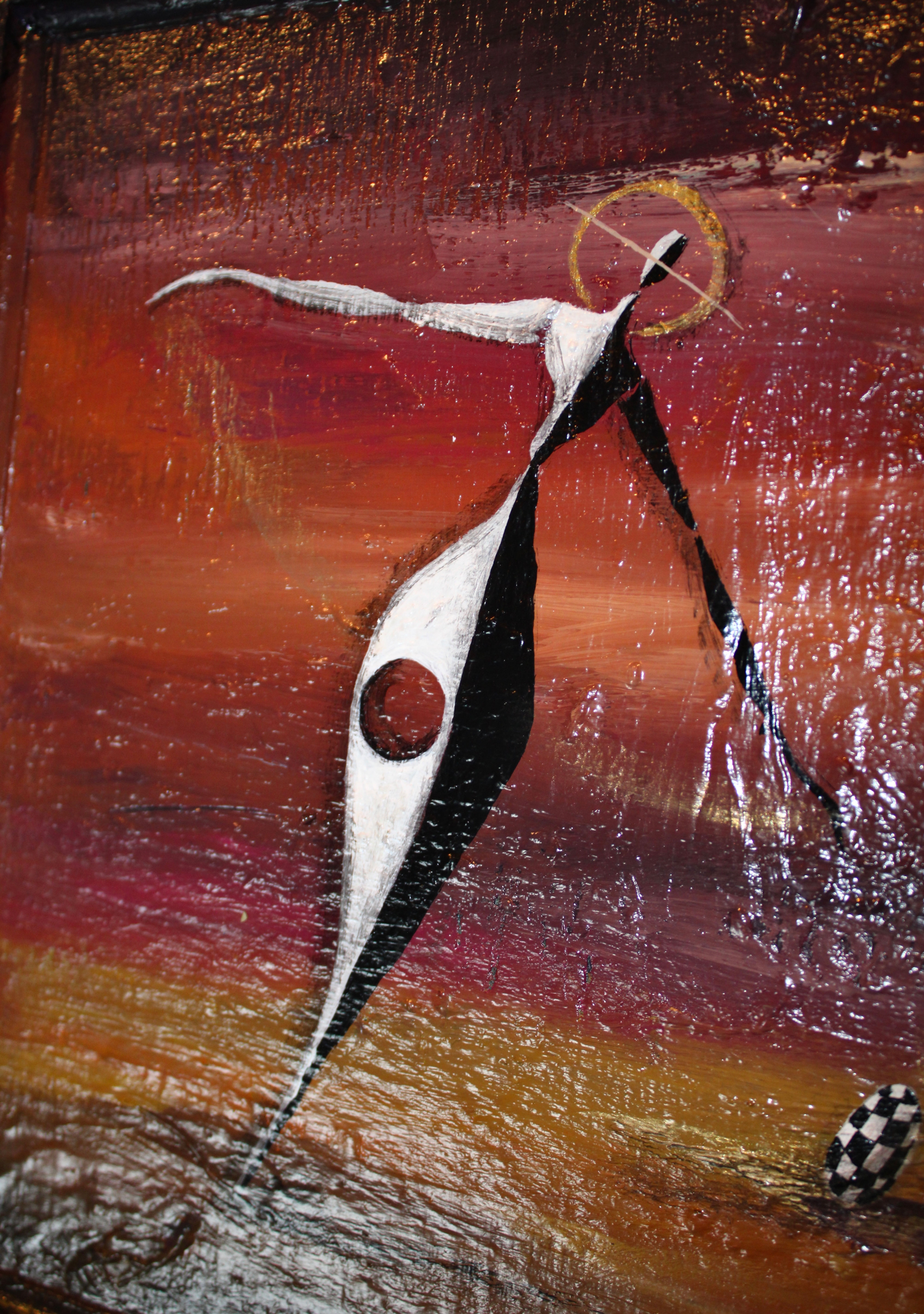 "Remains of Persistence" - Painting on Wood, Framed (30.5 x 13")