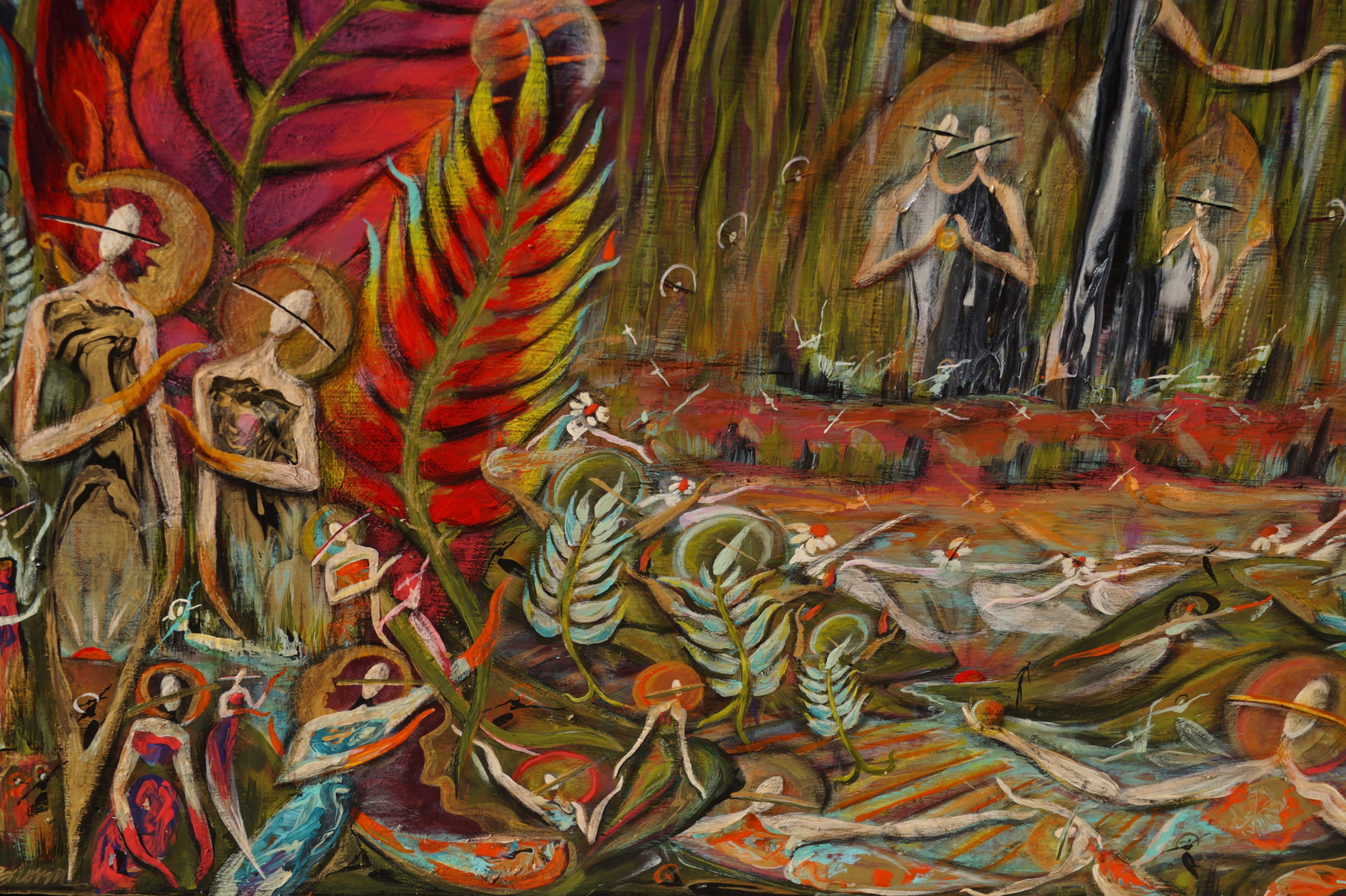 "Natural Mystic" Framed Painting on Wood (27x39")