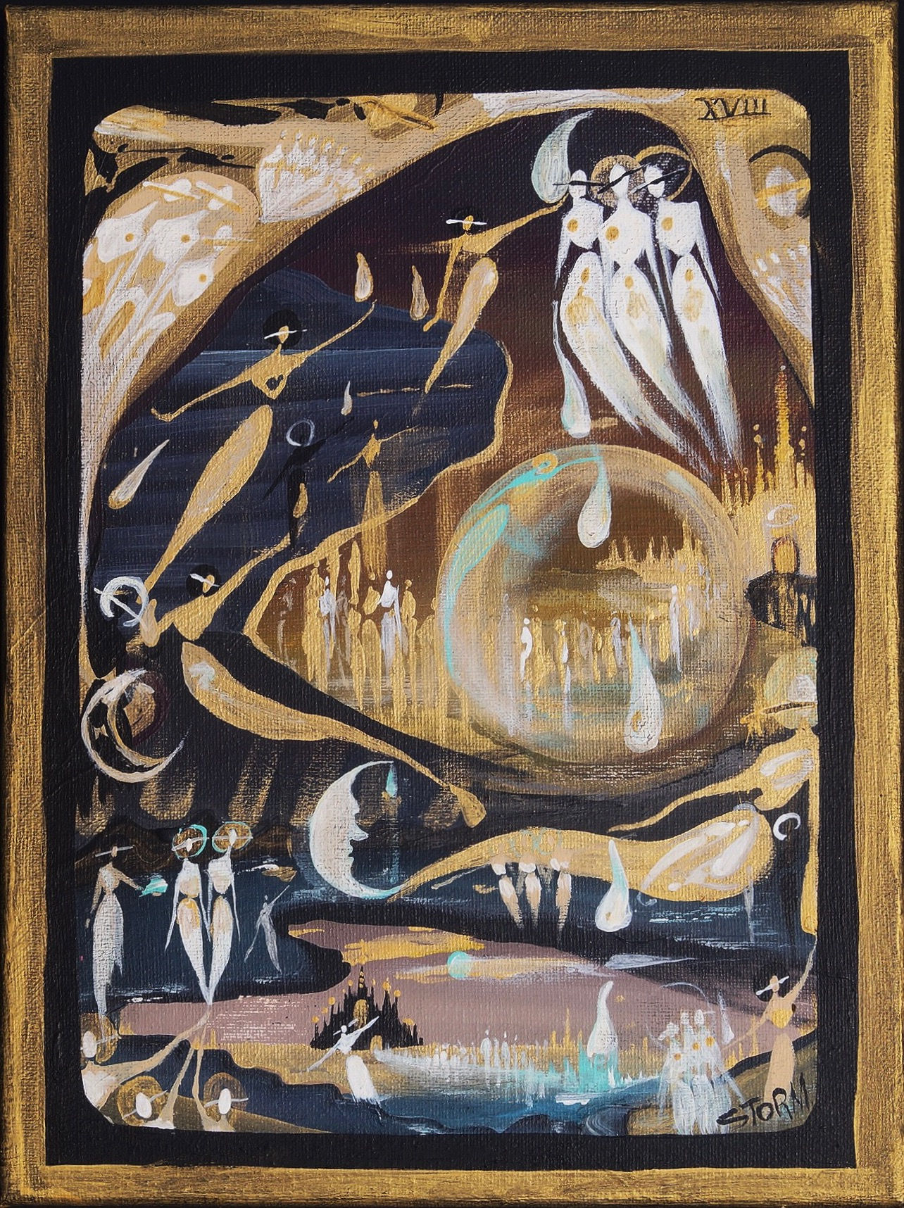 "Cancer Moon" - Painting on Canvas (9x12")