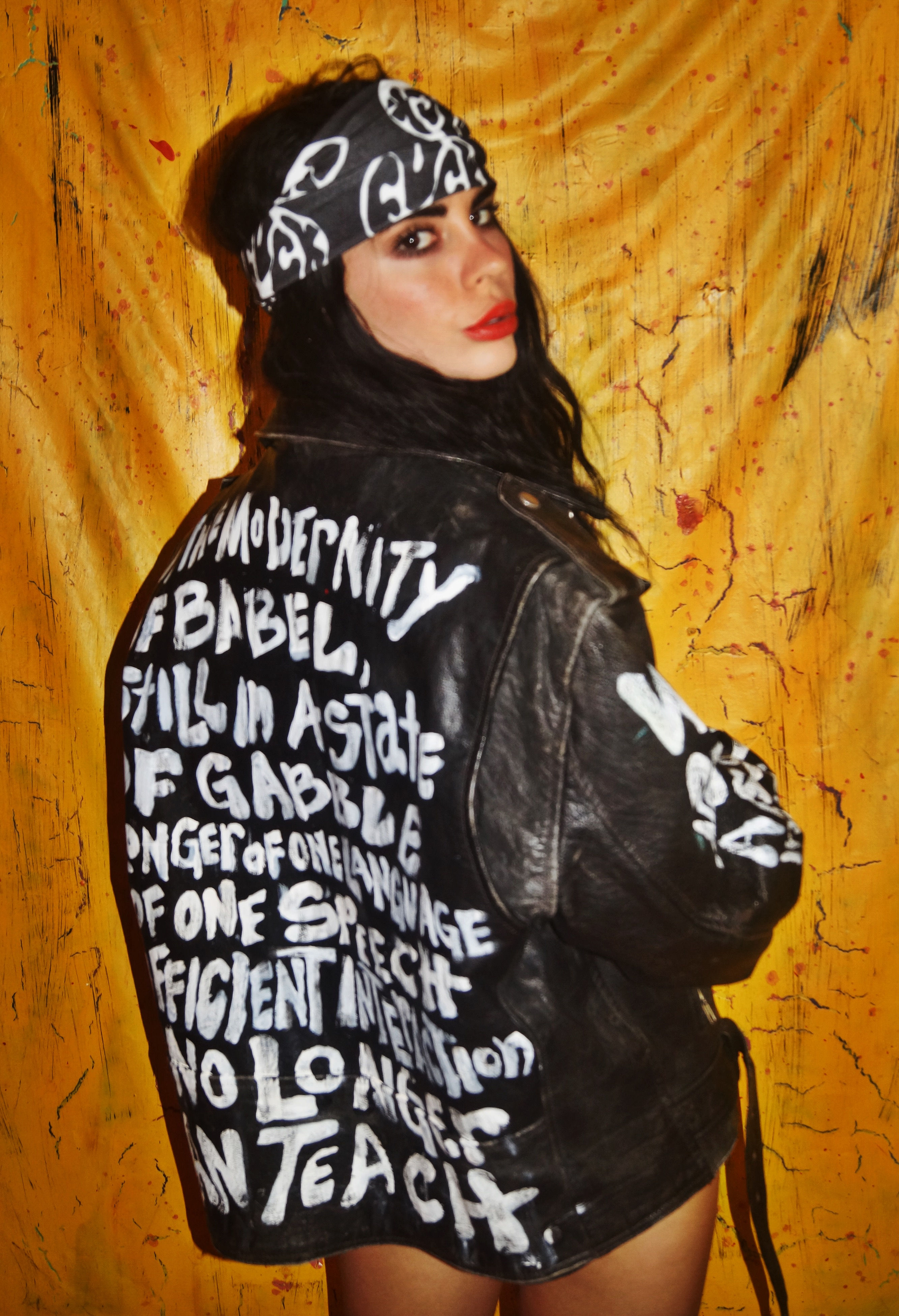 Modernity Of Babel Painted Vintage Leather Jacket