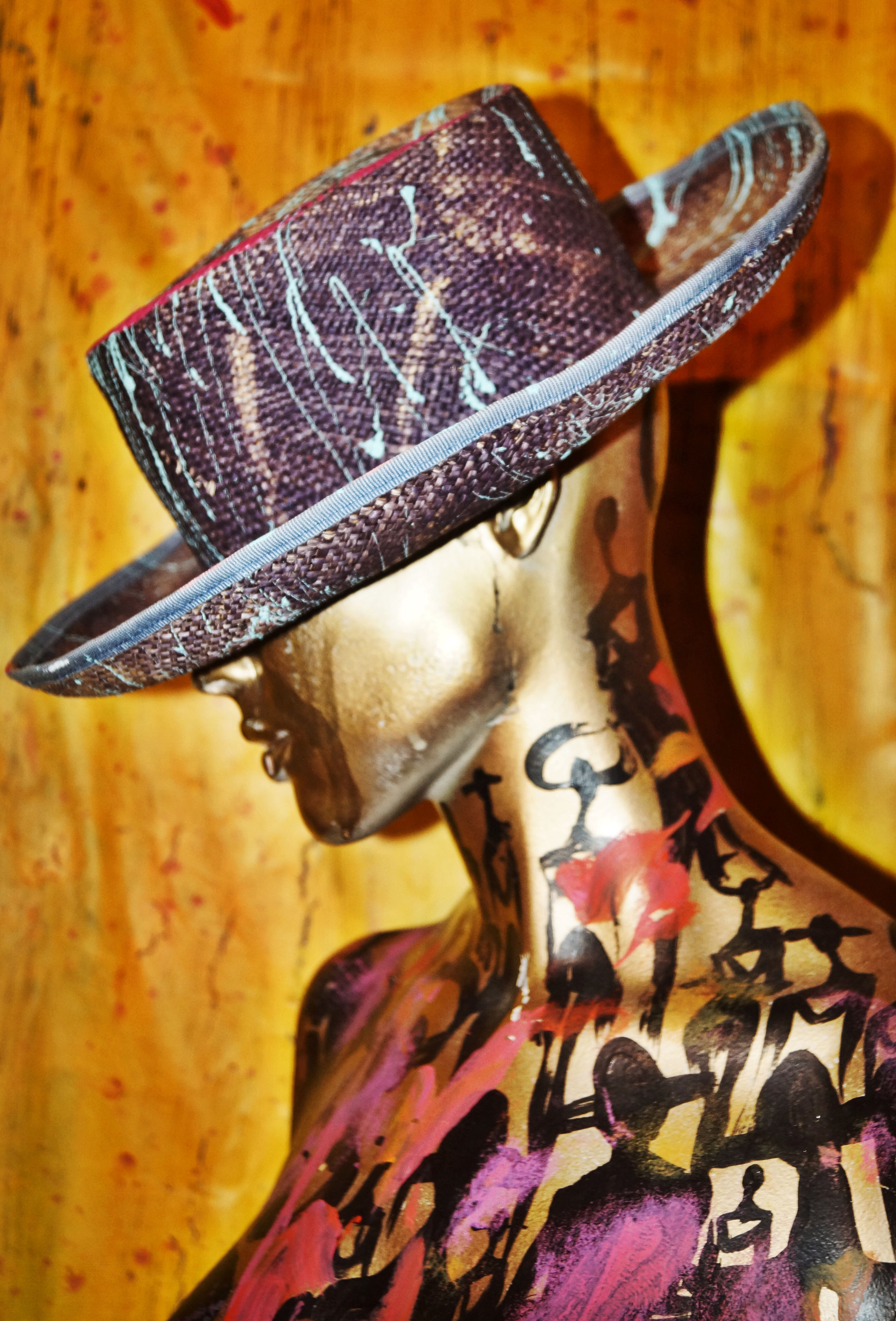 Purple Aura Splat Straw Hat