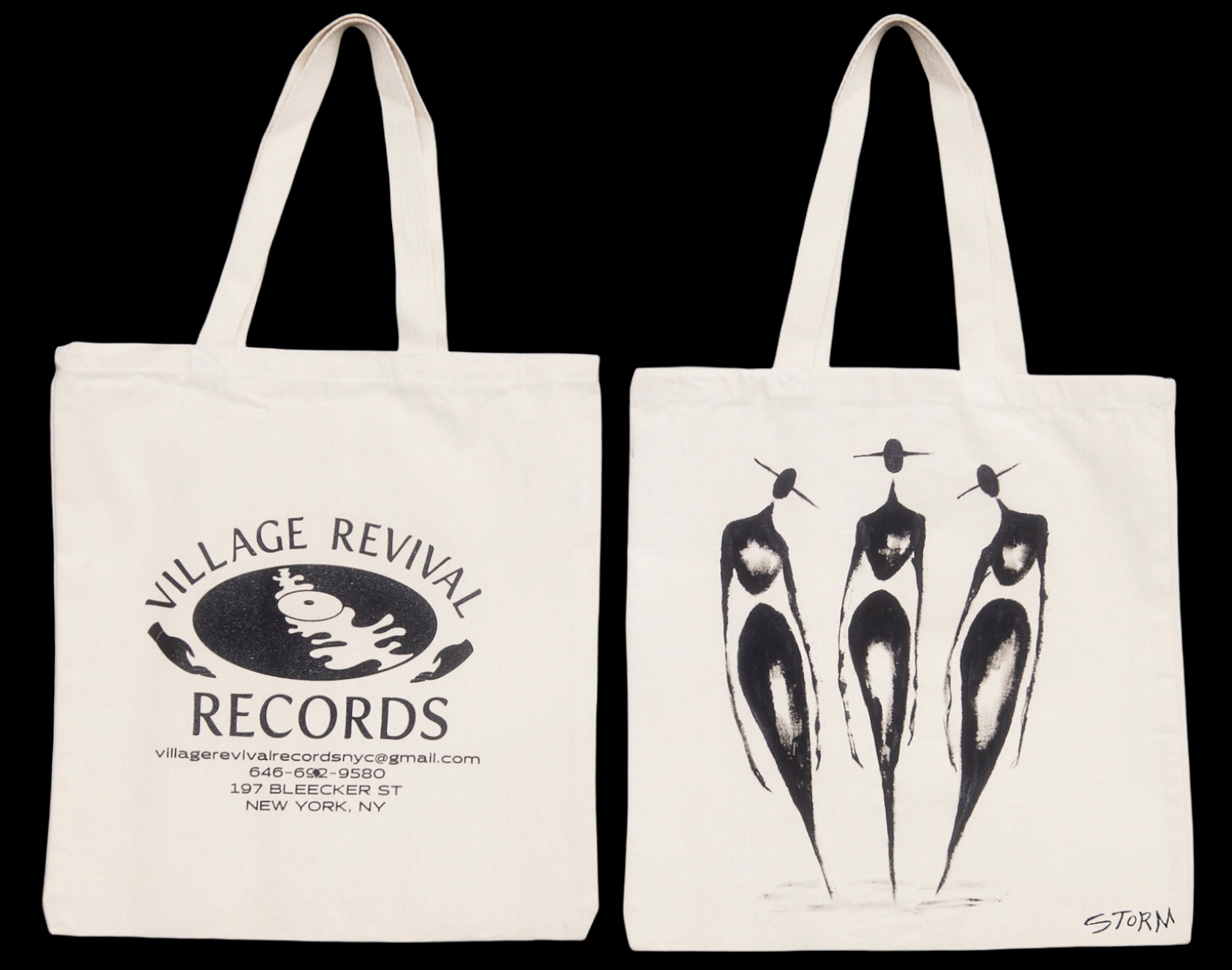 Painted Tote Bag: Village Revival Records x Storm Ritter Tote