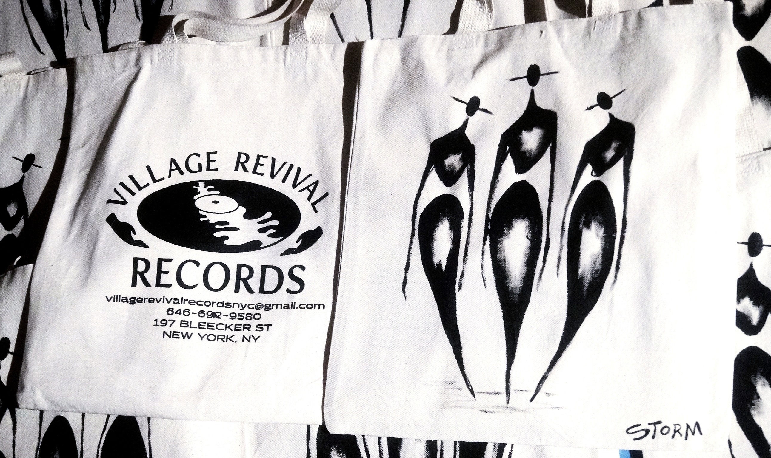 Painted Tote Bag: Village Revival Records x Storm Ritter Tote