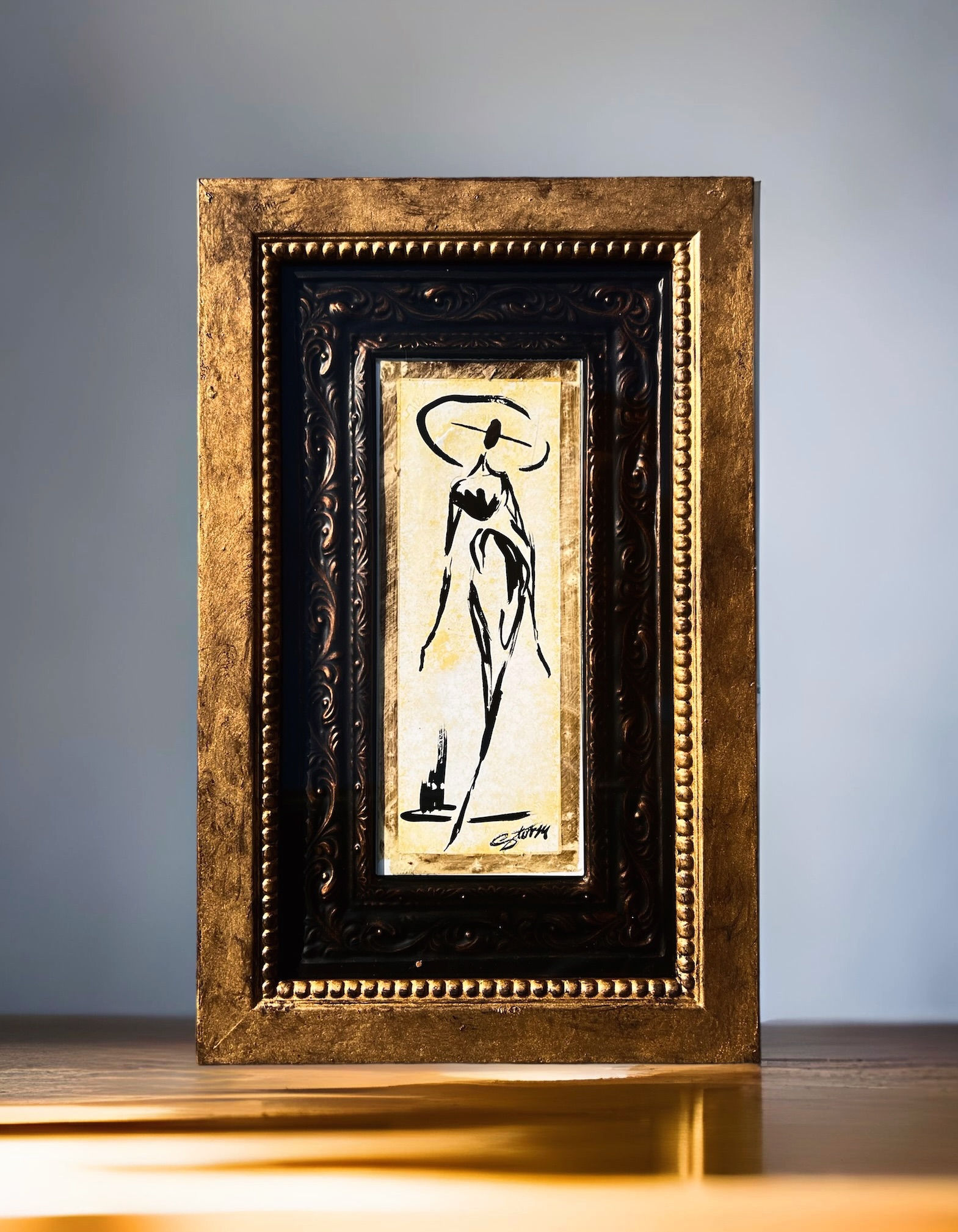 "The Happy Accident" Painting on Paper, Framed.