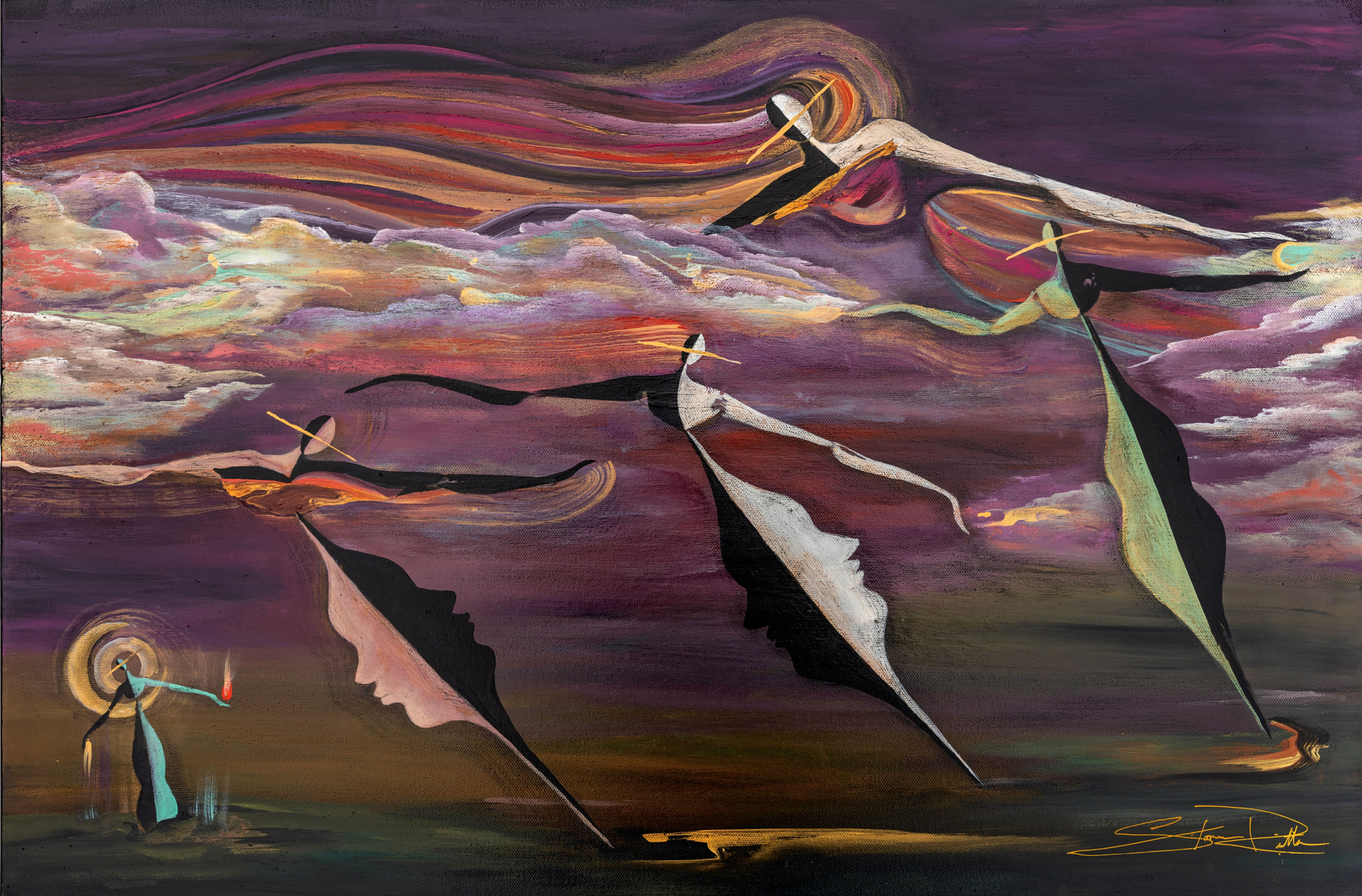 "Traveling to The Beat of a Different Drum" Painting on Canvas (20x30")