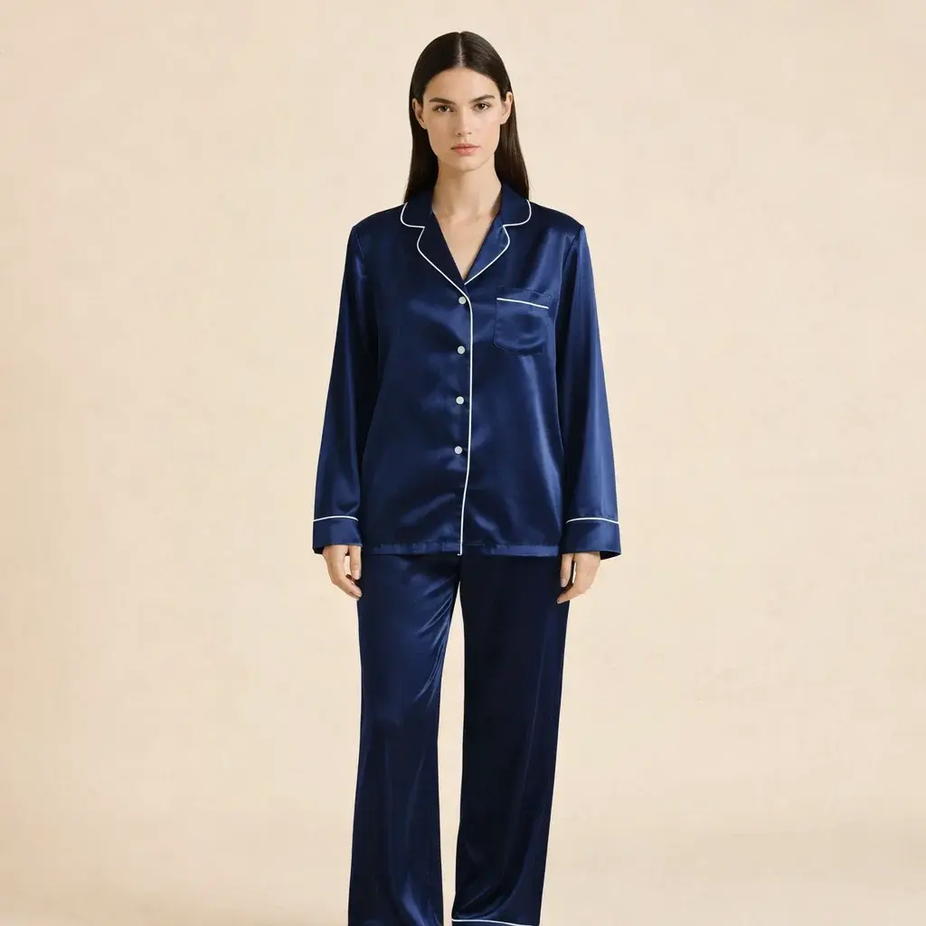 Selena Navy Pajamas in Mulberry silk