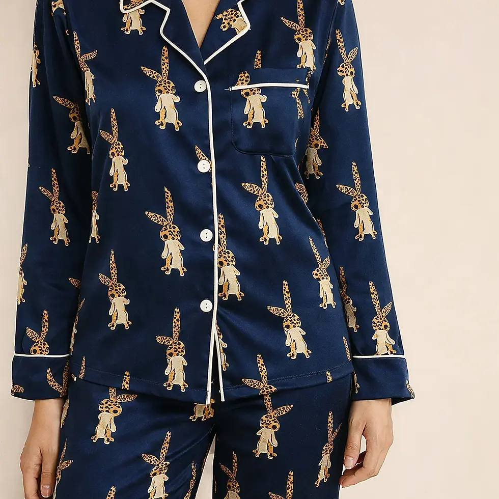 Thumbnail: Valentina Navy Leopard Print Pajamas in Mulberry Silk