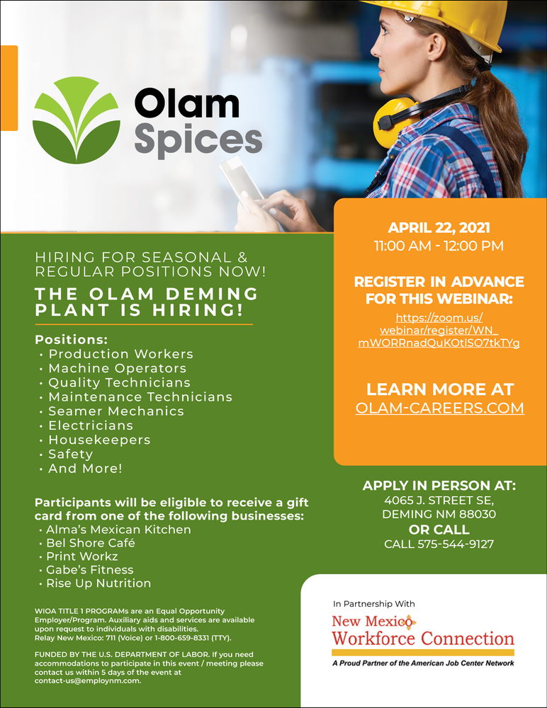 Virtual Recruitment Event with Olam April 22, 2021