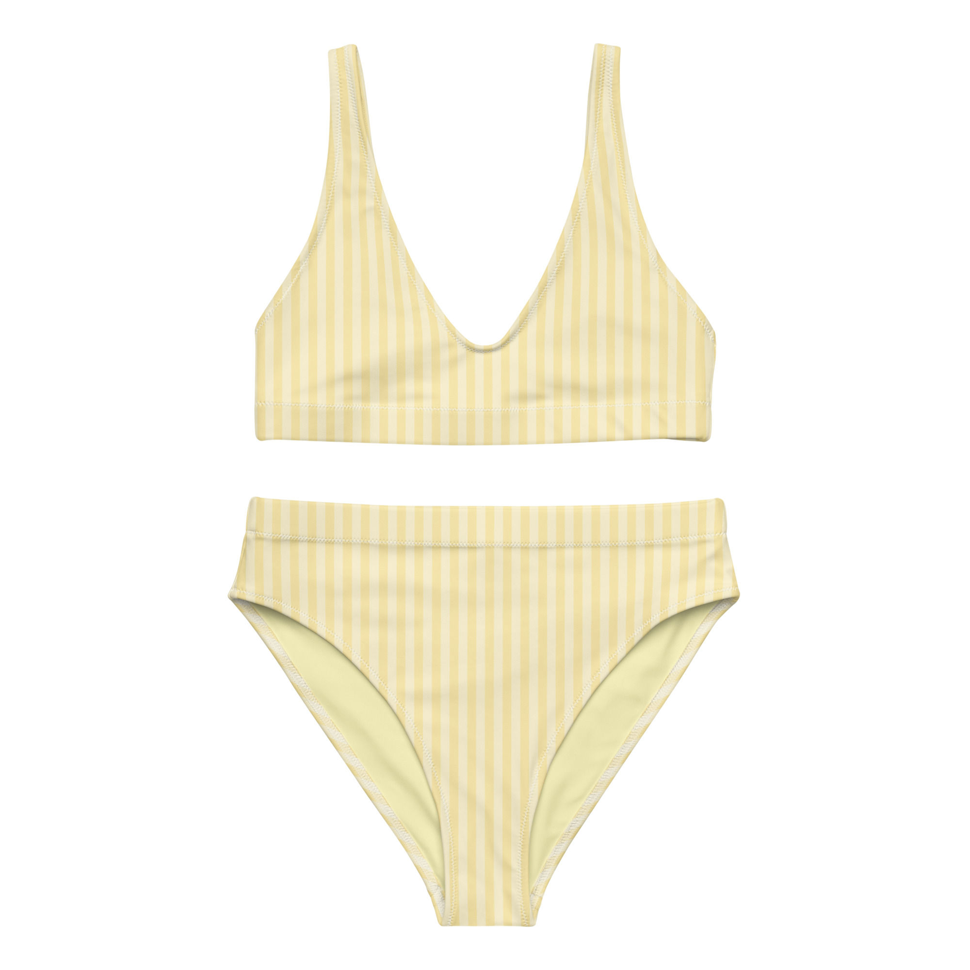 Soft Sun-Kissed Yellow Stripe Recycled high-waisted bikini