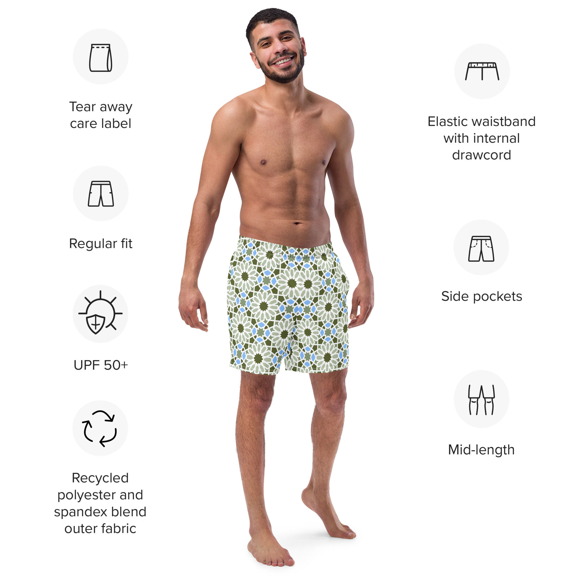 Croatia Tile Recycled Swim Trunks