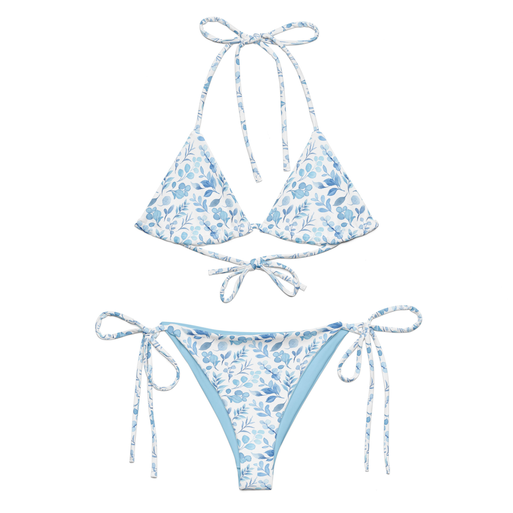 Watercolor Blues Recycled string bikini