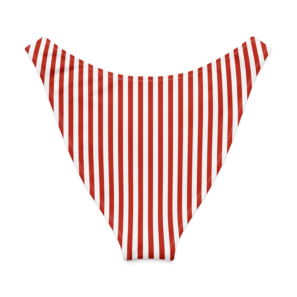 Thumbnail: Vintage Red Candy Stripe Recycled V-cut bikini bottom