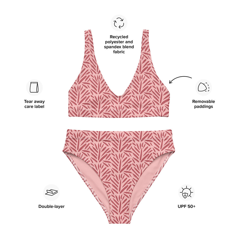 Thumbnail: Pink Palm Recycled high-waisted bikini